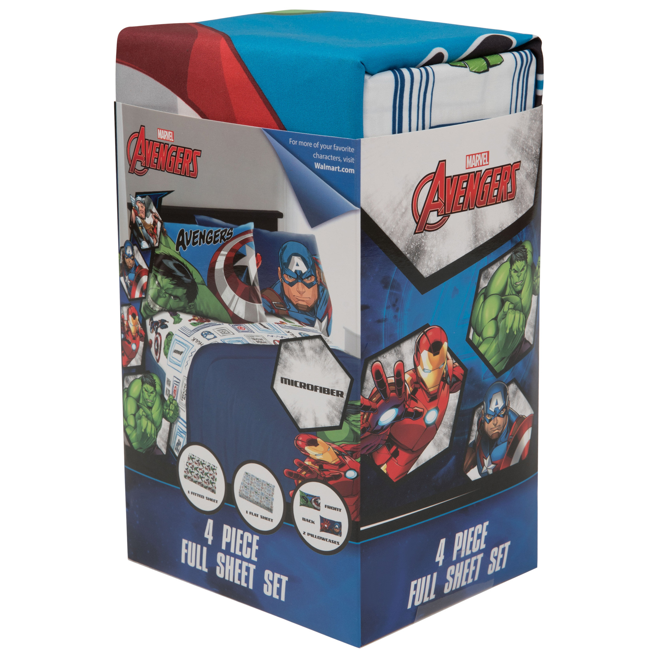 Avengers All Over Print 4-Piece Full Sheet Set, White