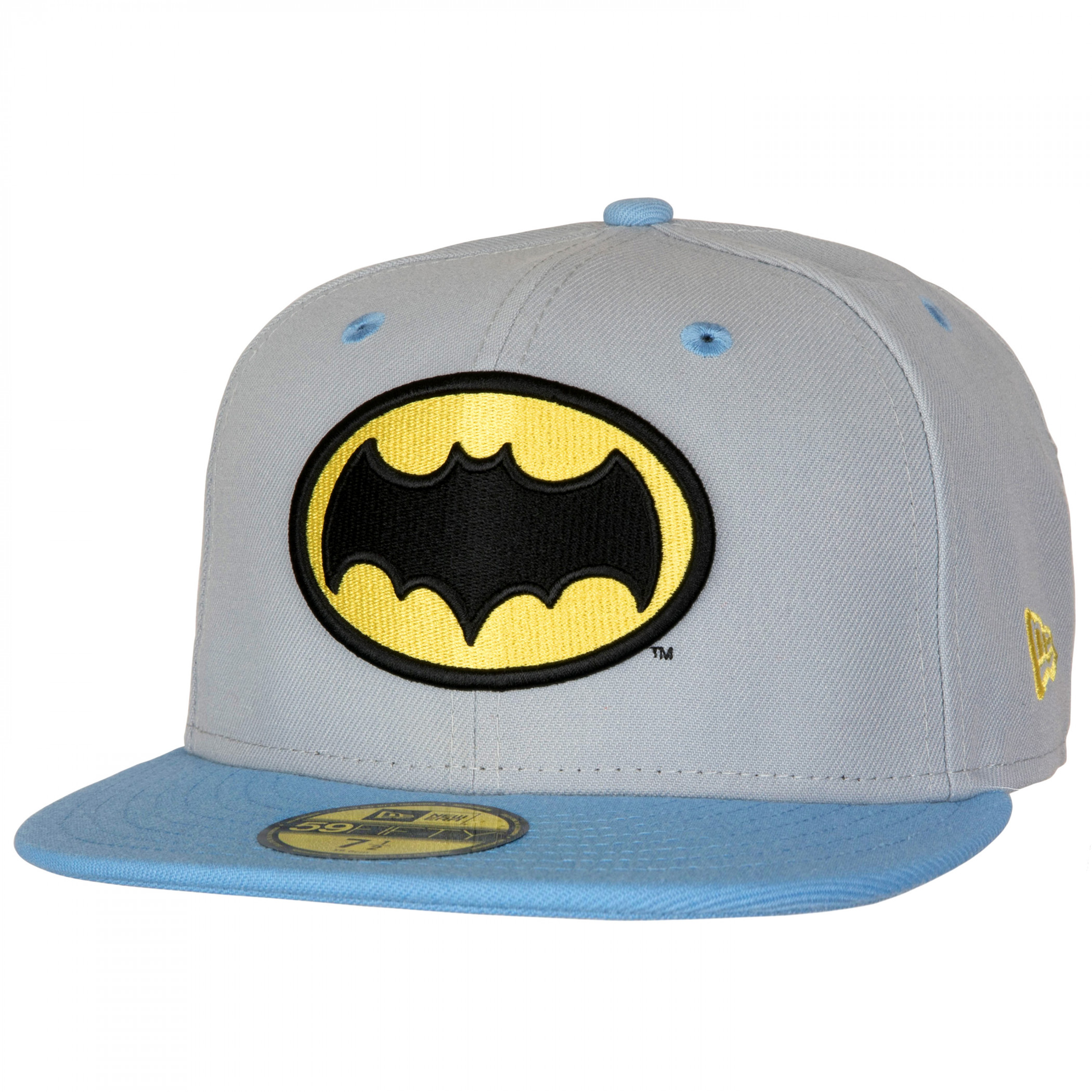 Batman Adam West Logo New Era 59Fifty Fitted Flat Bill Hat, Grey