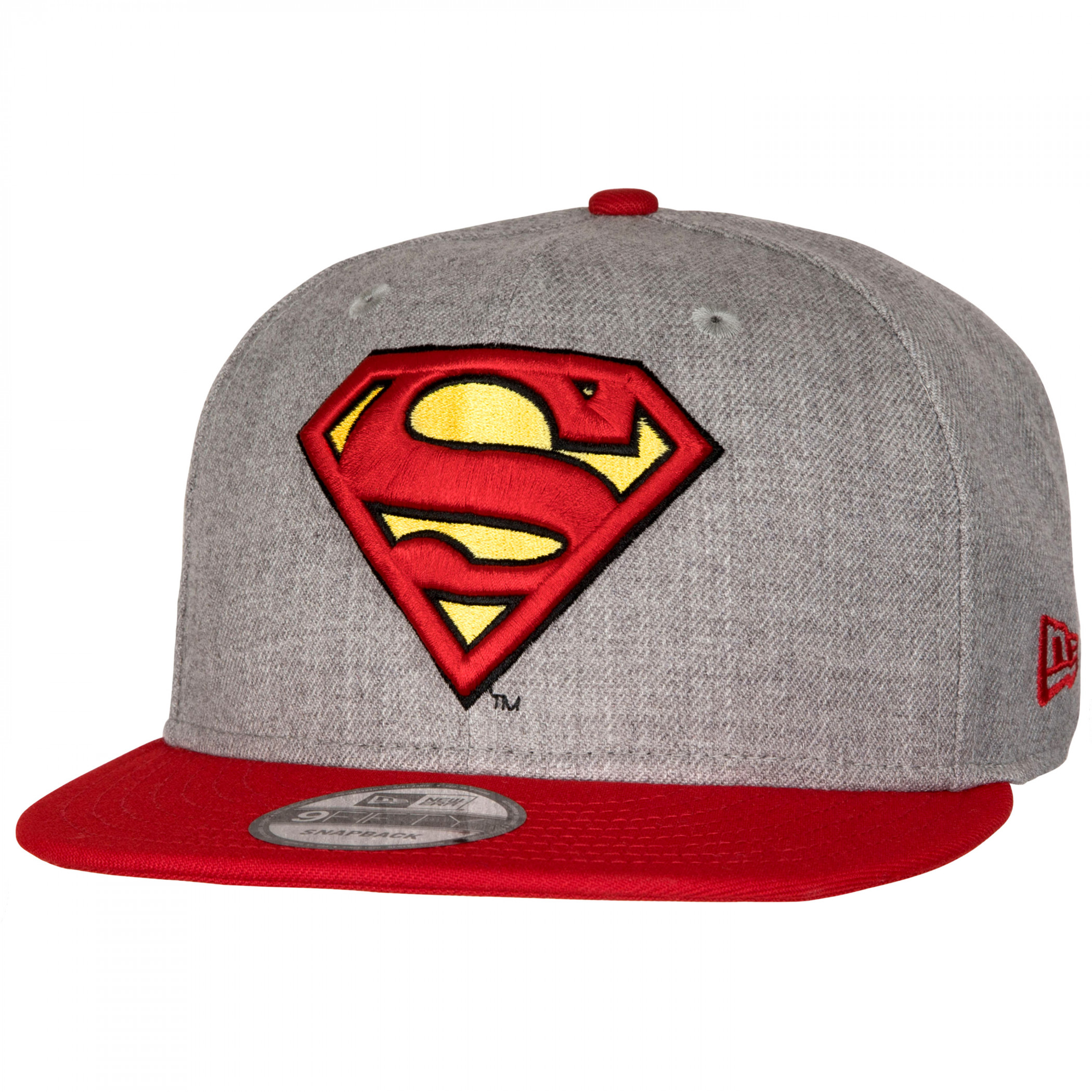 Superman Symbol Heathered New Era 9Fifty Adjustable Hat, Grey