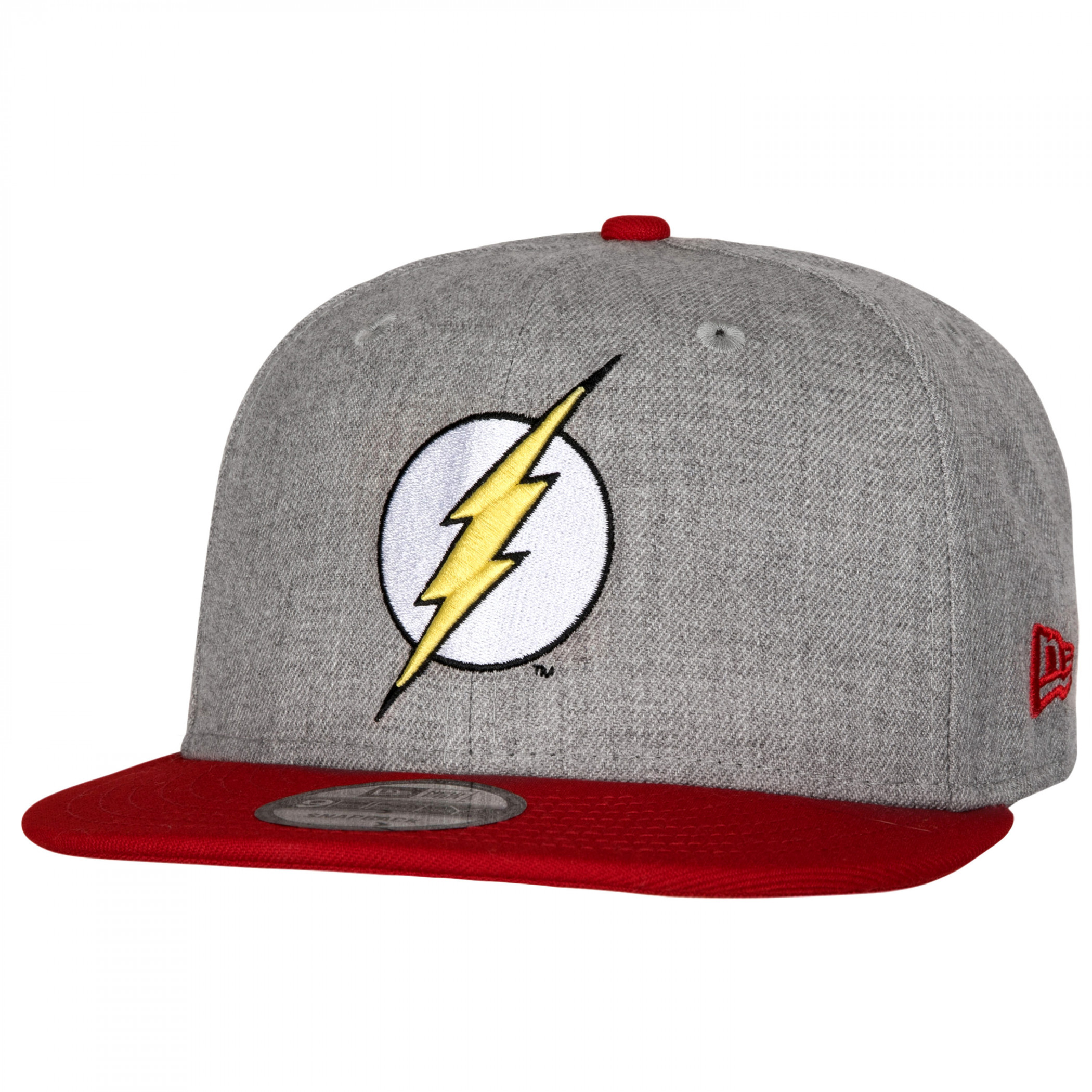 The Flash Symbol Heathered New Era 9Fifty Adjustable Hat, Grey