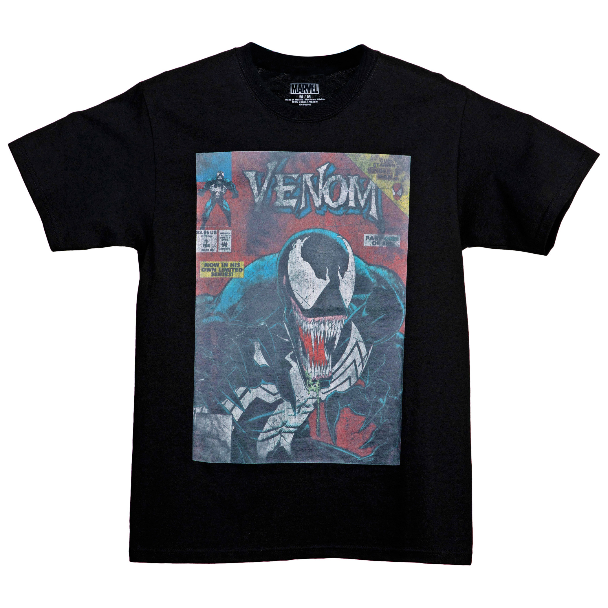 Venom Lethal Protector Distressed Comic Cover Men's T-Shirt, Black
