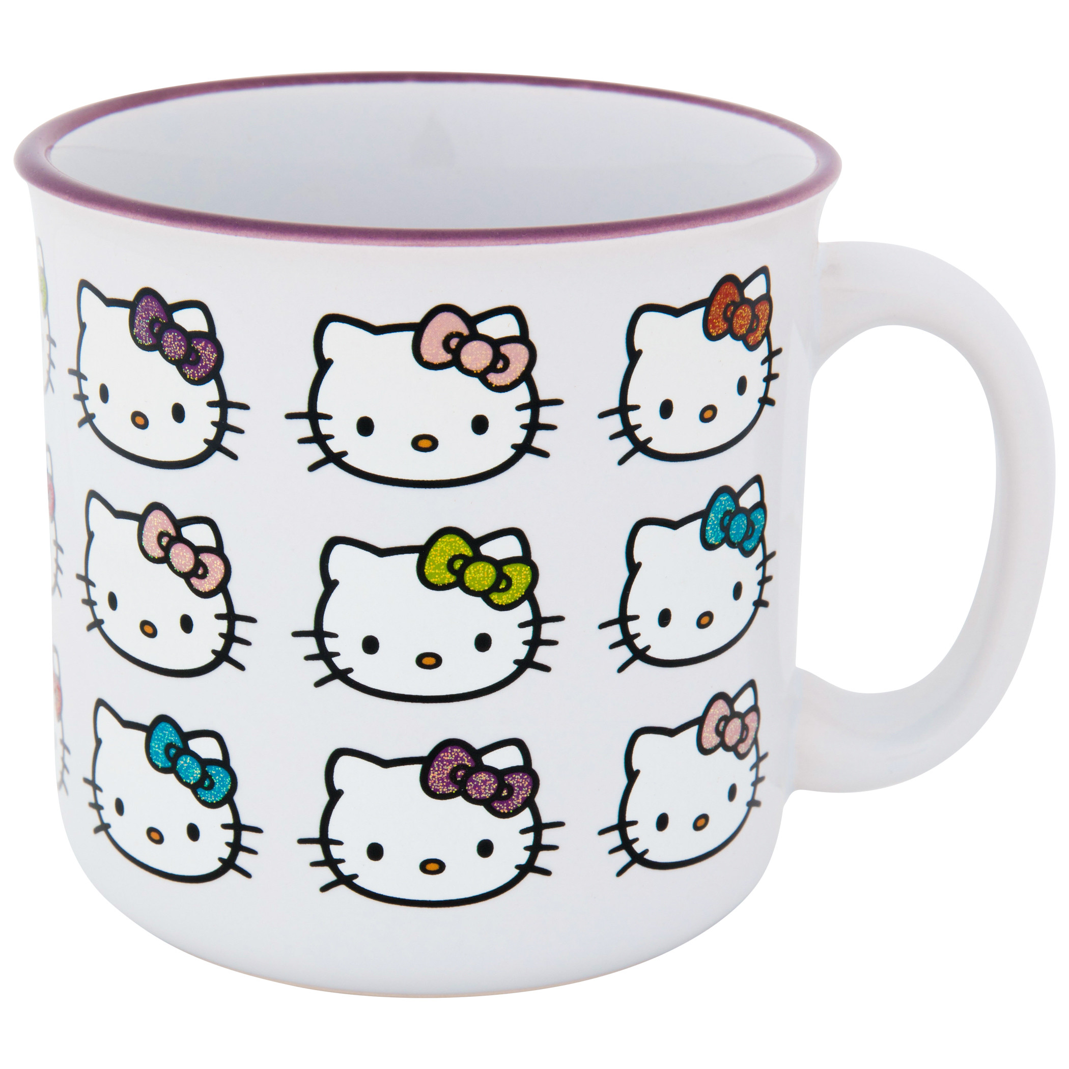 Hello Kitty Rainbow Bows 20oz Ceramic Camper Mug, White