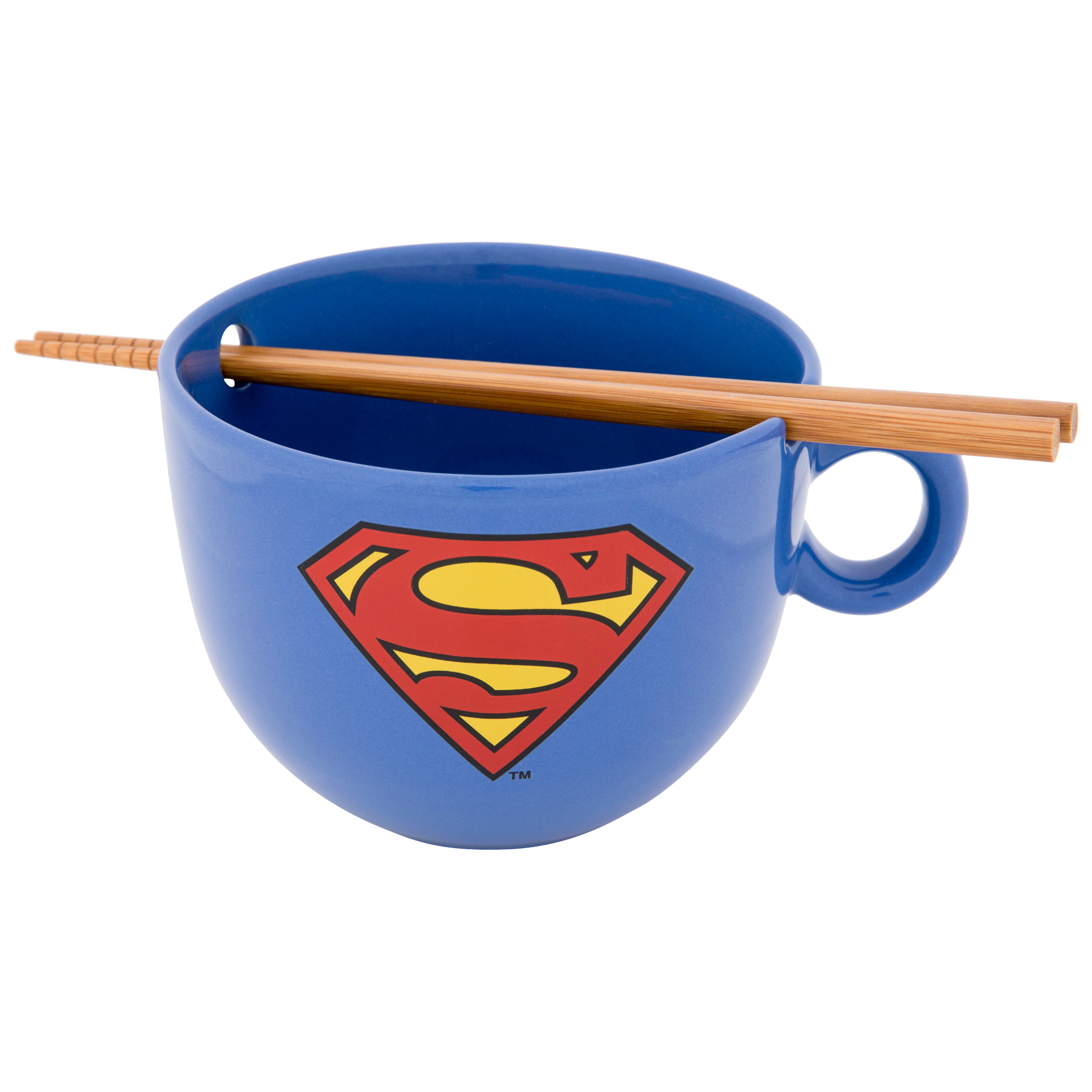 Superman Logo Ramen Bowl w/ Chopsticks, Blue