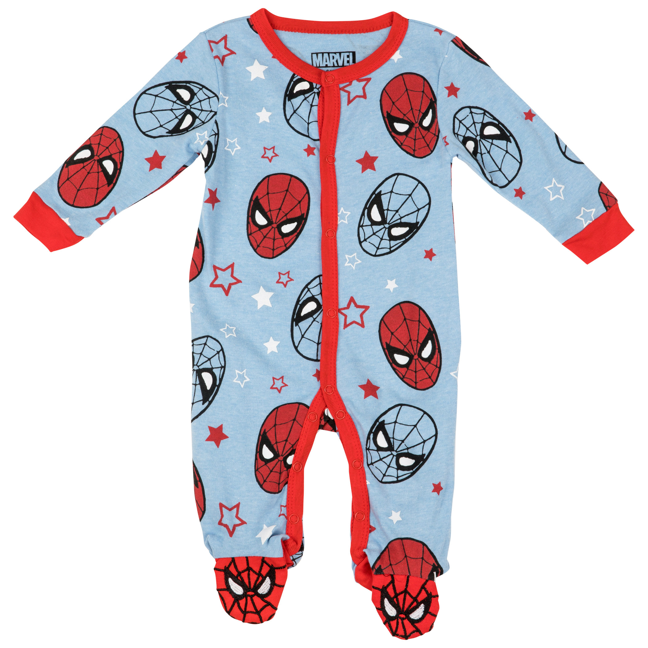 Spider-Man Mask All Over Print Sleep and Play Footed Pajamas, Blue