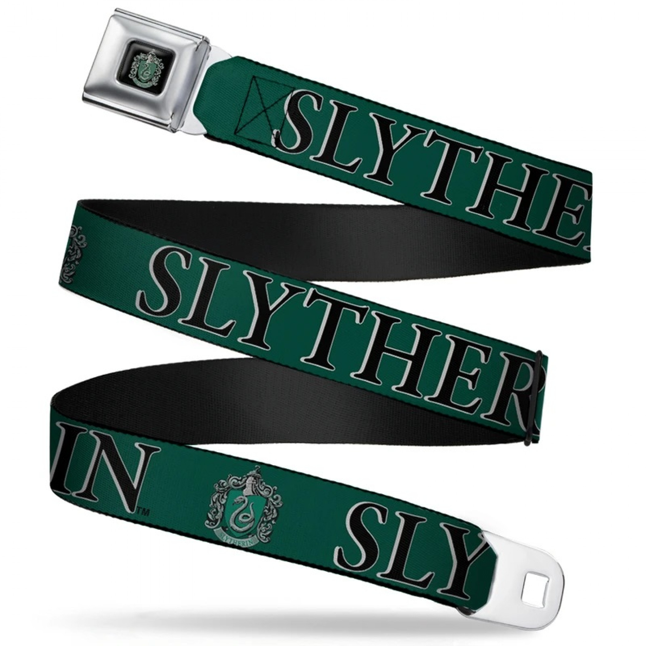 Harry Potter Slytherin Seatbelt Buckle Belt, Green