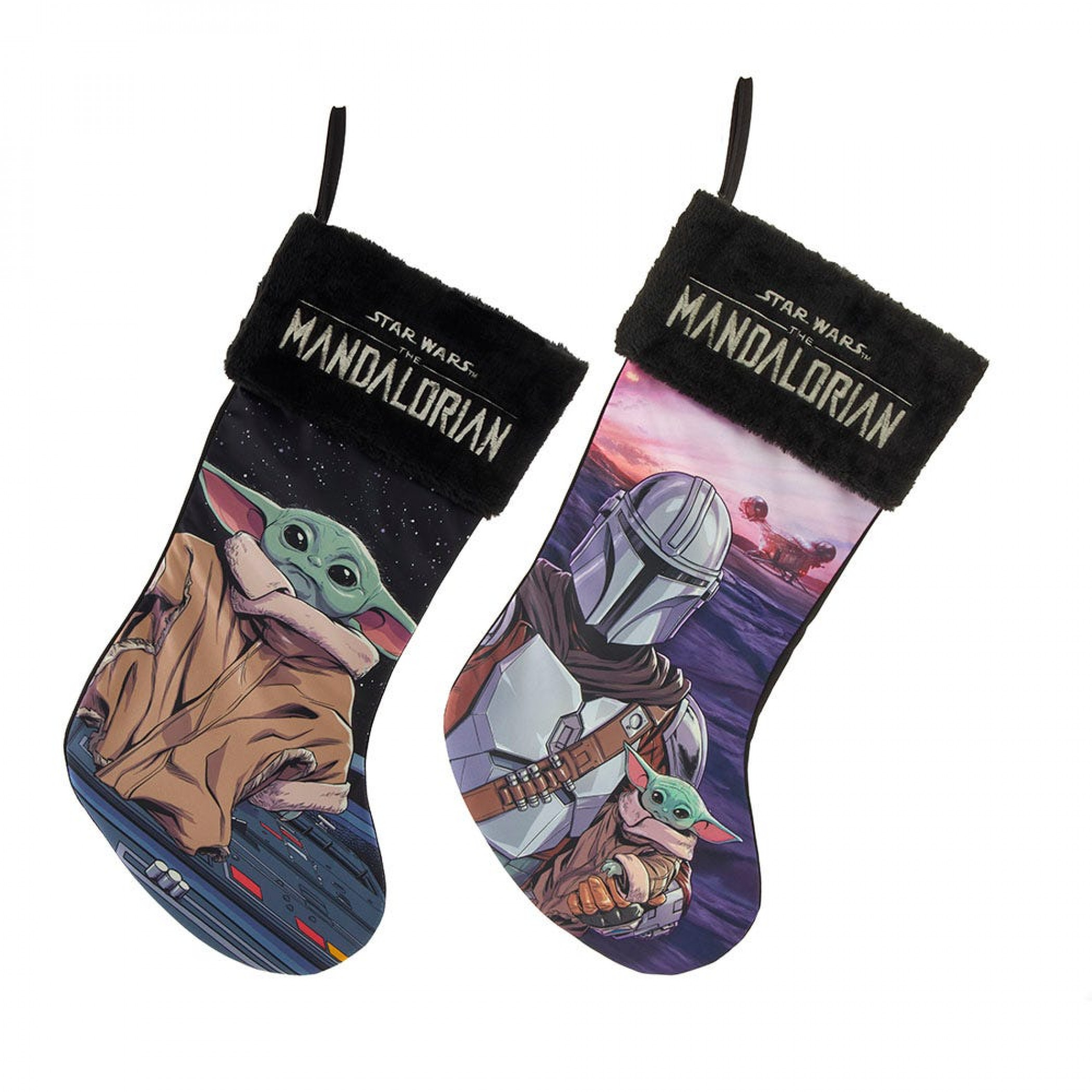 Star Wars The Mandalorian Grogu and Mando Set of 2 19'  Stockings, Multi-Color