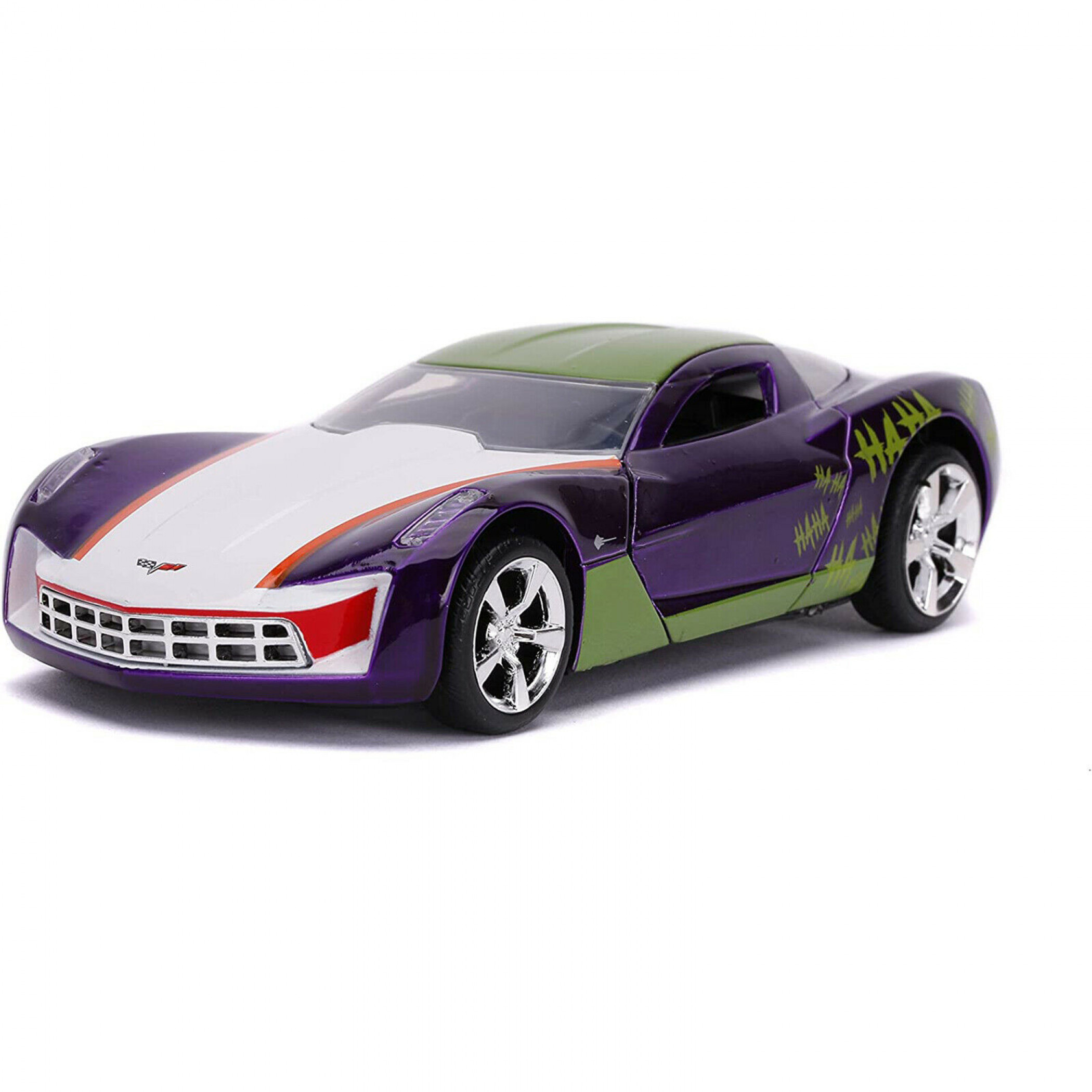 Joker Chevy Corvette Stingray 5' Metals Die Cast 1:32 Movie Car by Jada Toys, Multi-Color
