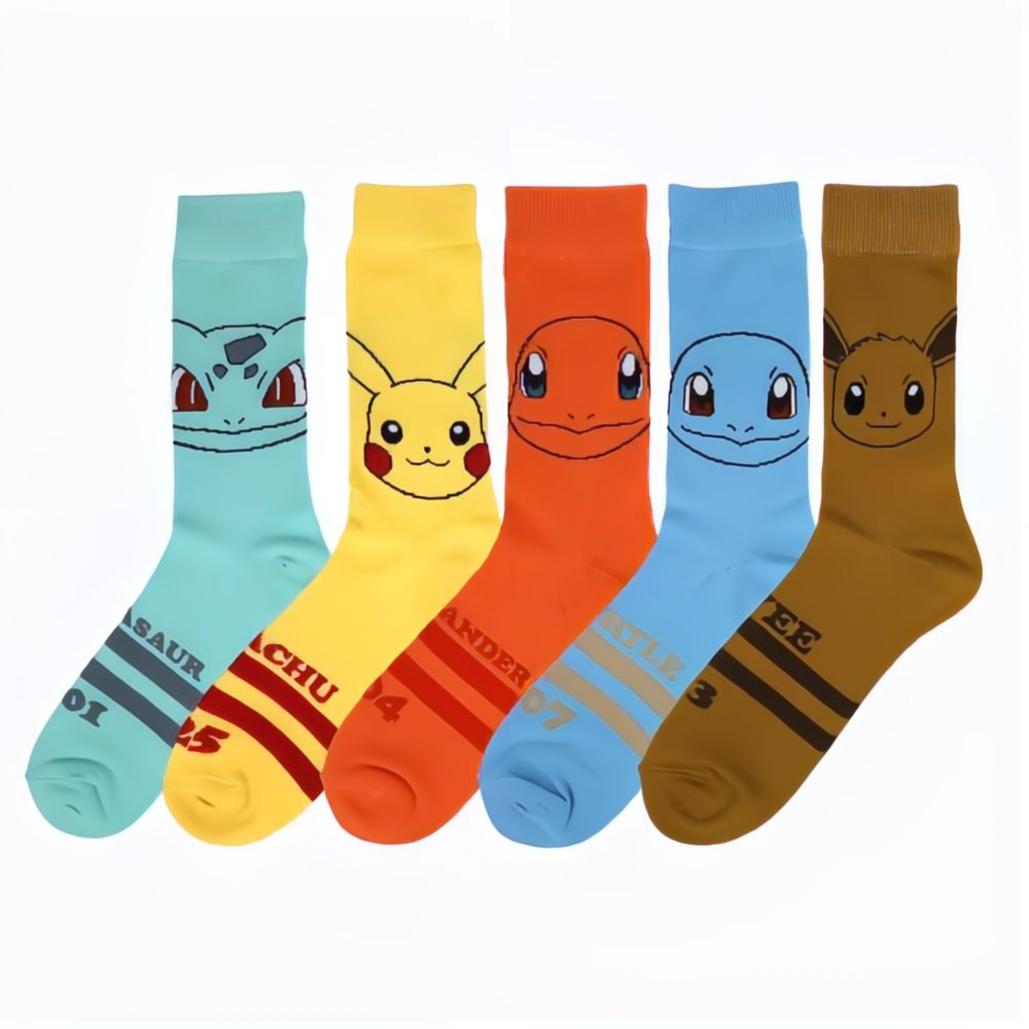 Pokémon Starters Variety 5-Pair Pack of Crew Socks, Multi-Color