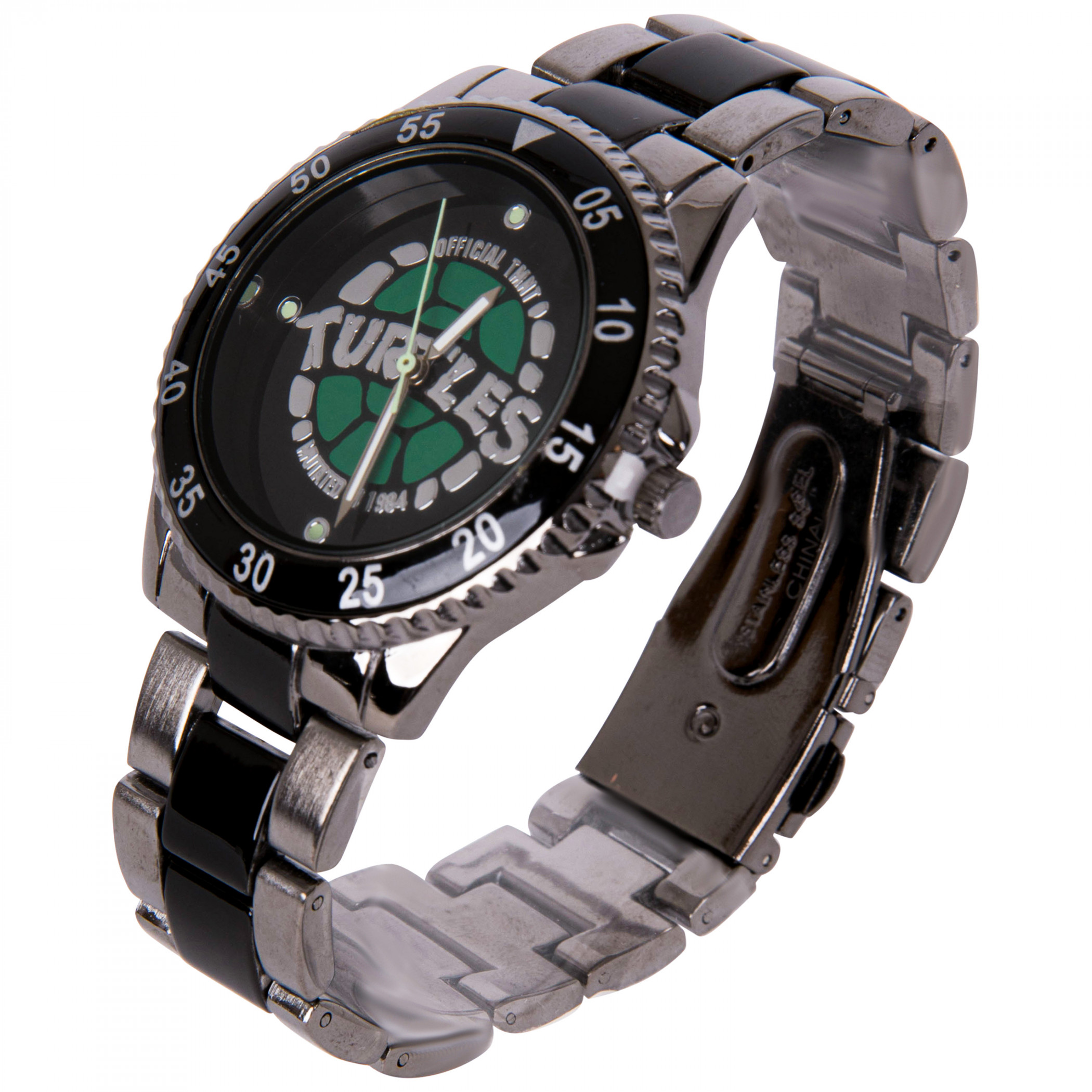 Teenage Mutant Ninja Turtles Logo Watch with Metal Band, Black