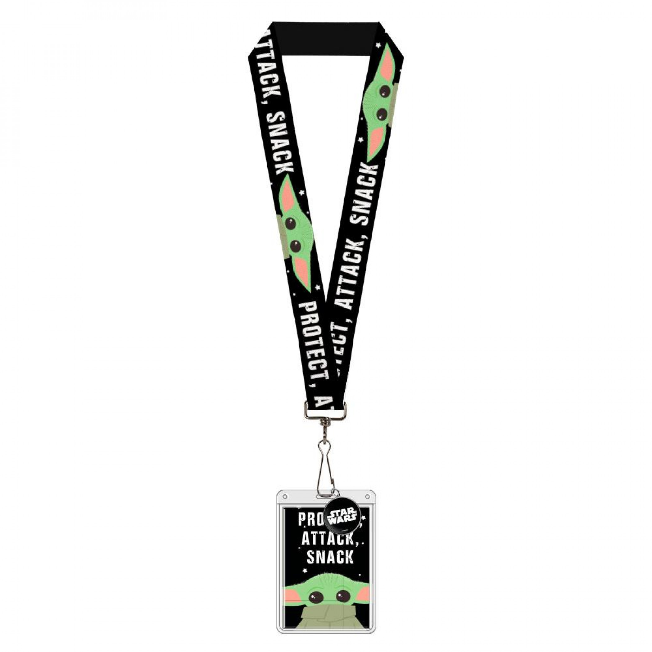 Star Wars Mandalorian 'The Child' Snack Attack Protect Lanyard, Black