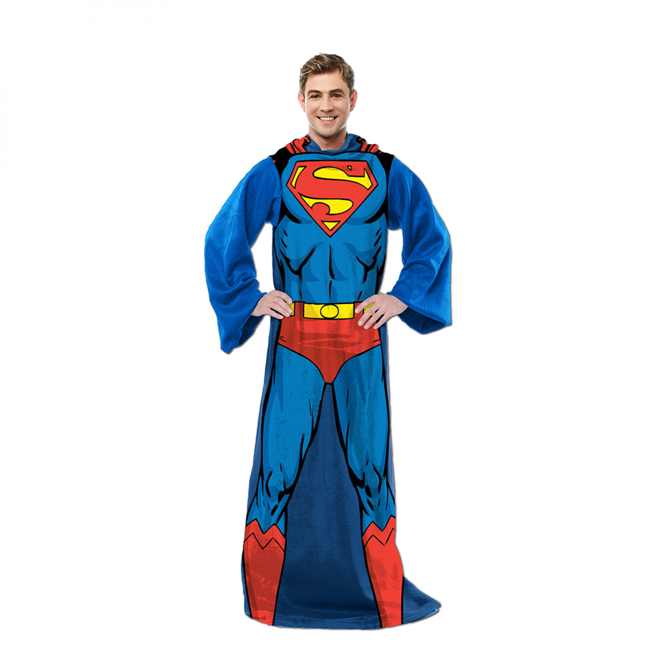 Superman In Action Adult Costume Sleeved Blanket, Blue