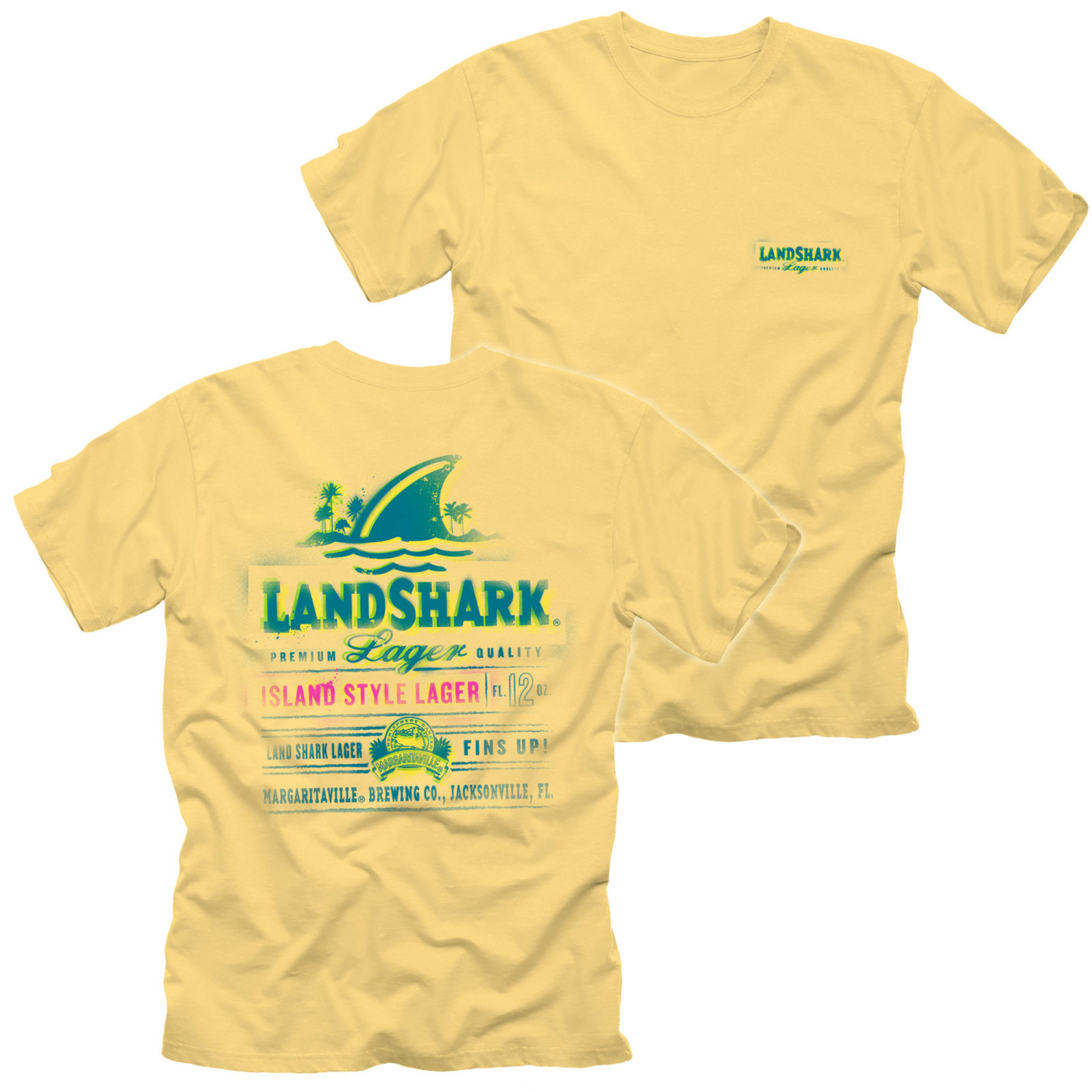 Landshark Lager Spray Label Front and Back Print T-Shirt