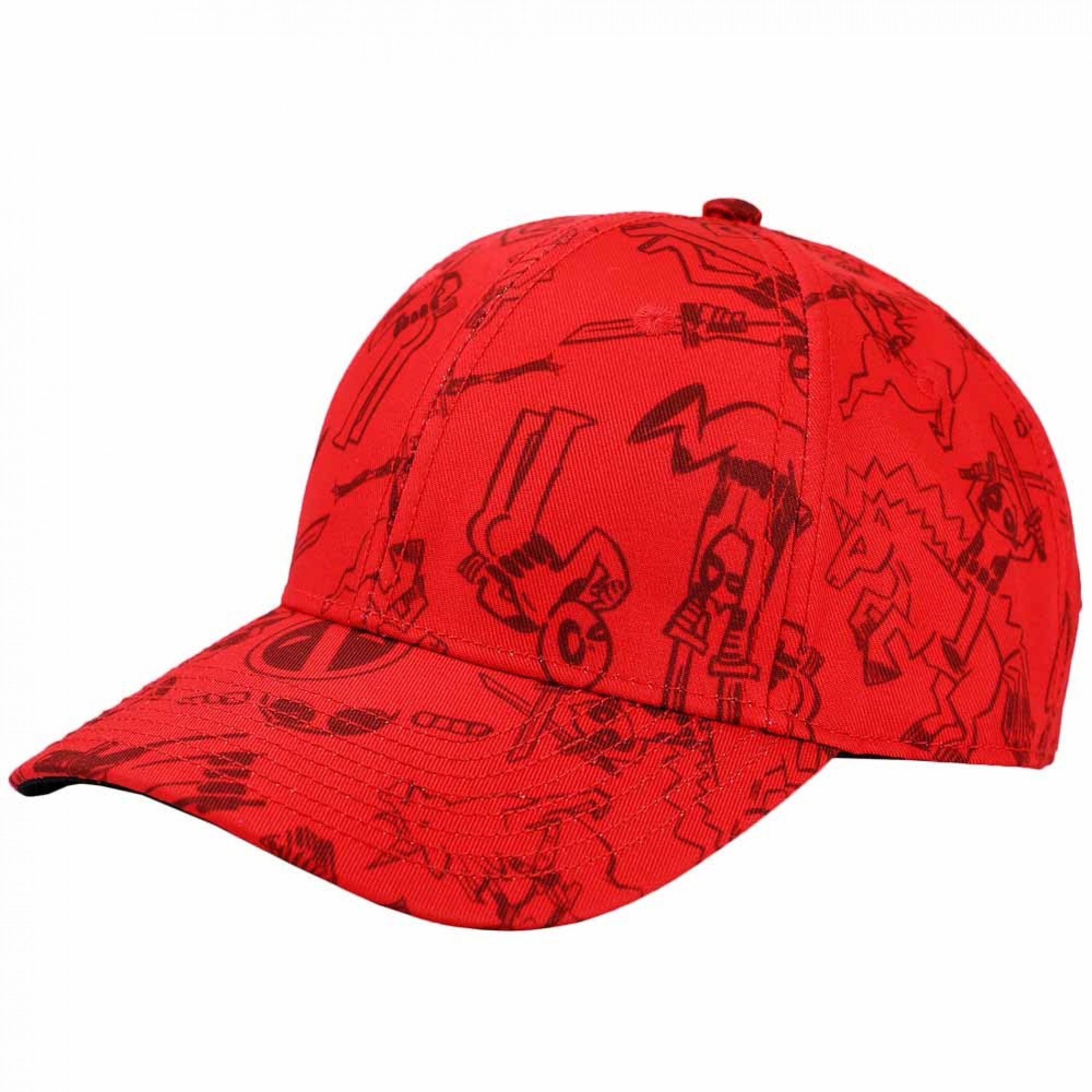 Deadpool Character Sketches All Over Adjustable Dad Hat, Red