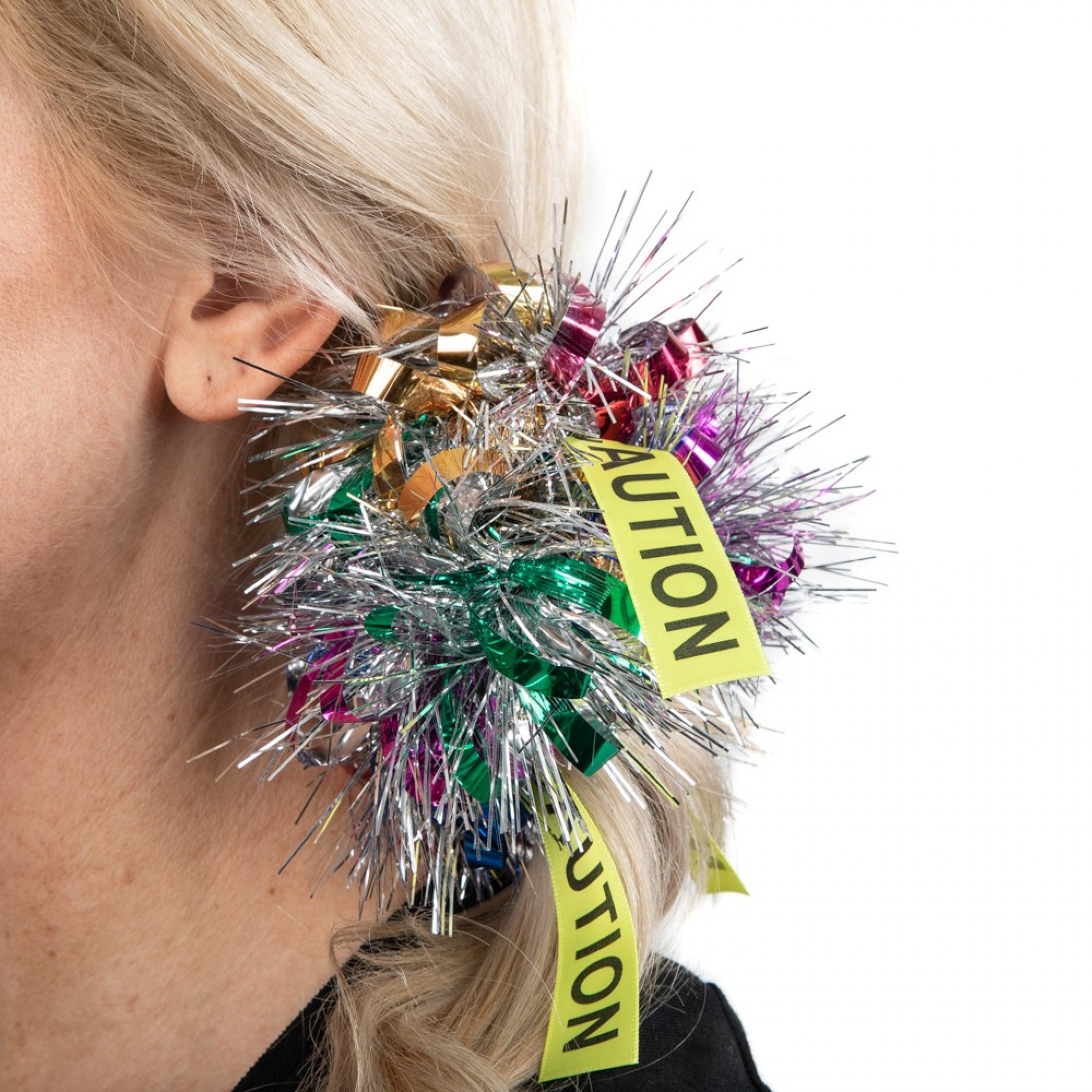 Birds Of Prey Harley Quinn Caution Tinsel Cosplay Hair Tie Scrunchie