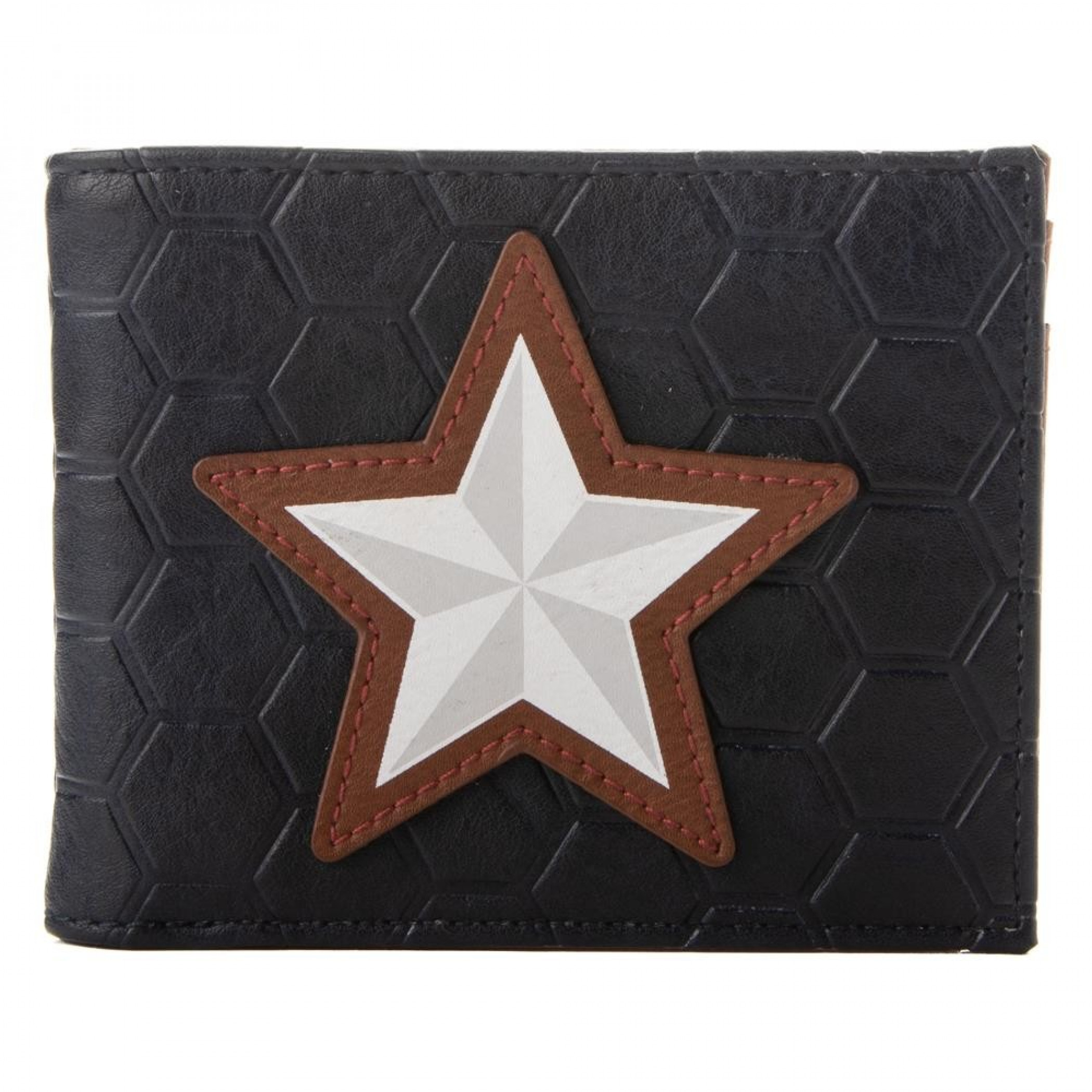 Captain America Mixed Material Bifold Wallet, Black