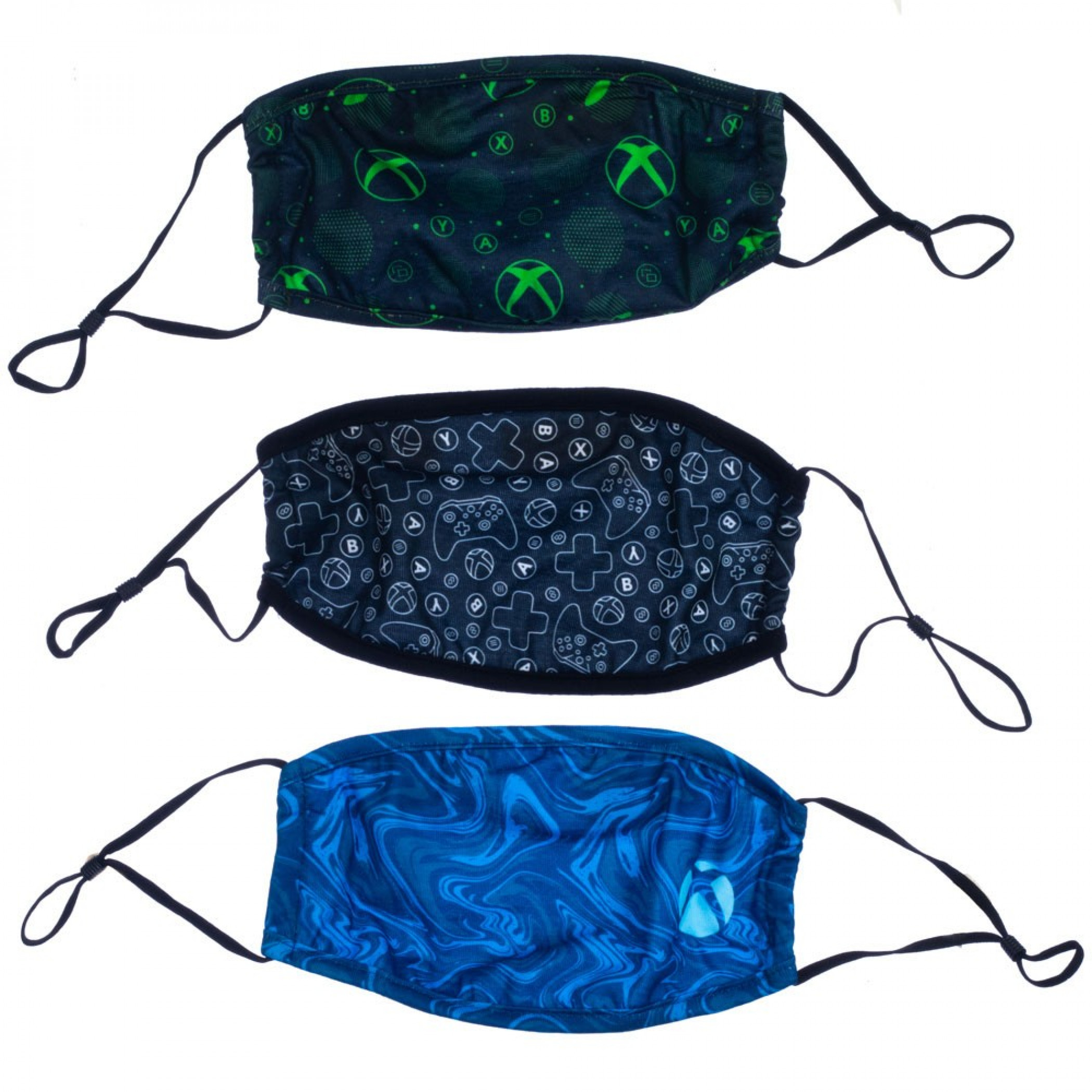 Xbox Symbols 3-Pack of Reusable Adjustable Face Covers, Multi-Color