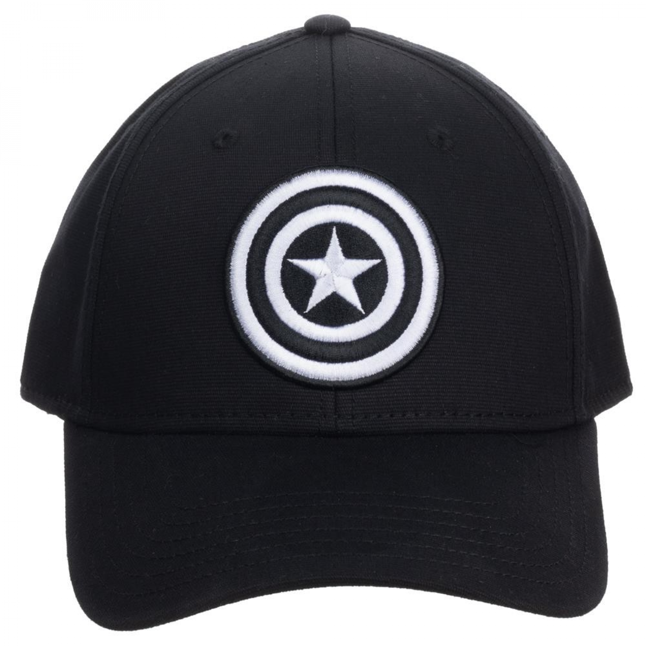 Captain America Embroidered Symbol Flex Fit Hat, Black