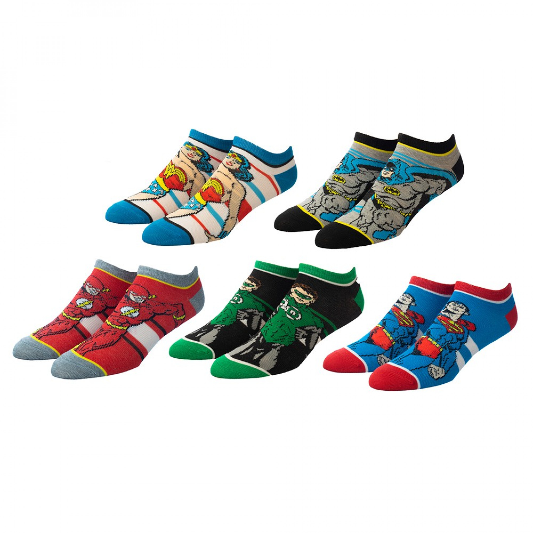 Justice League Hero Characters 5-Pair Pack of Ankle Socks, Grey