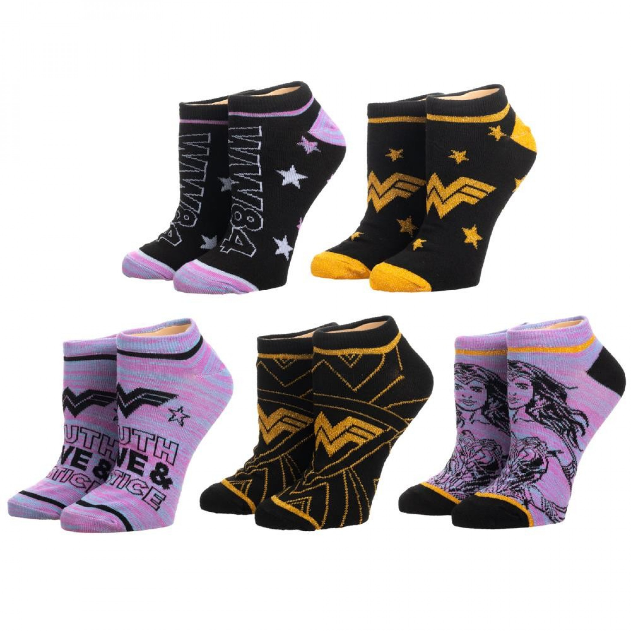 Wonder Woman 1984 5-Pair Pack of Ankle Socks, Purple