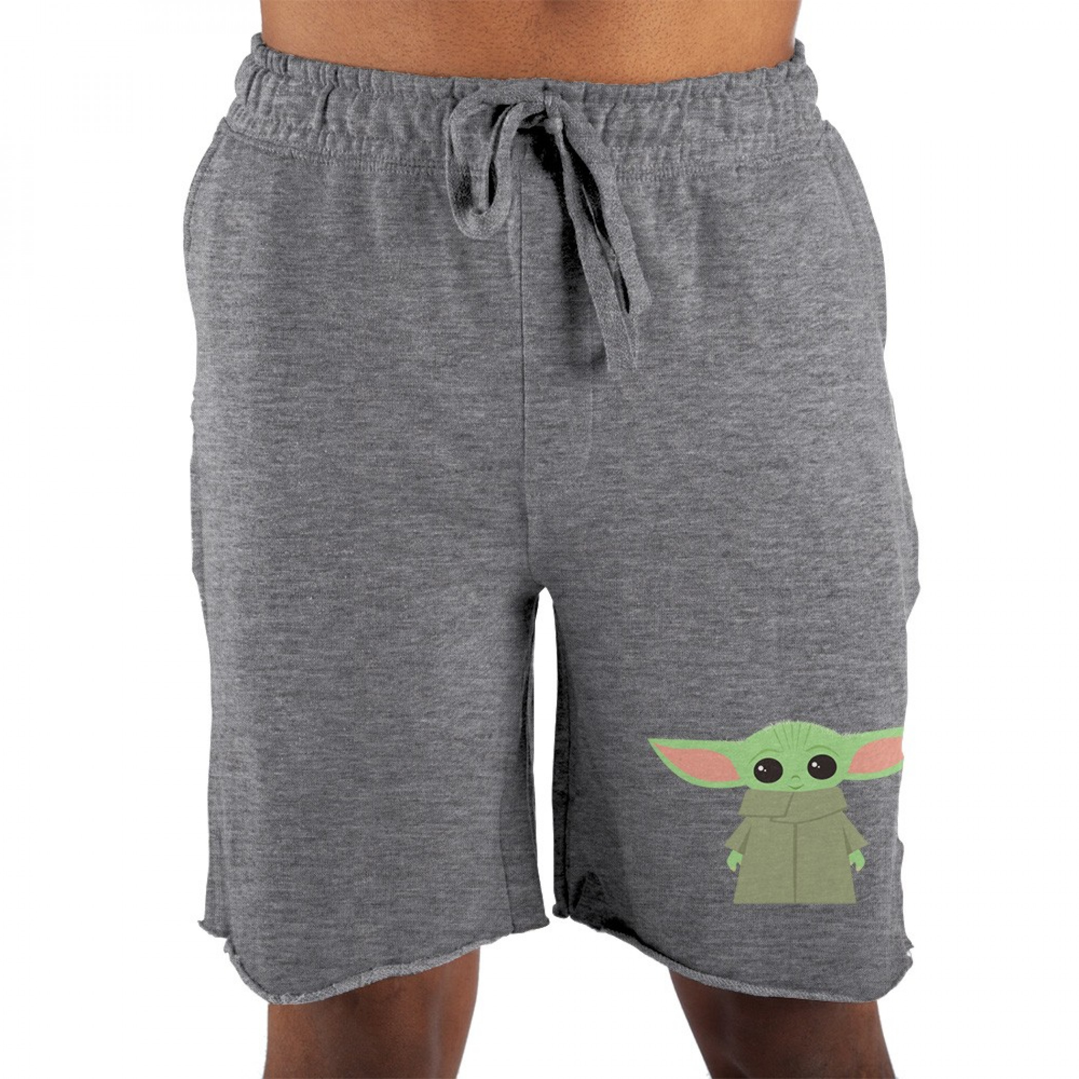 Star Wars The Mandalorian The Child Raw Edge Sleep Shorts, Grey