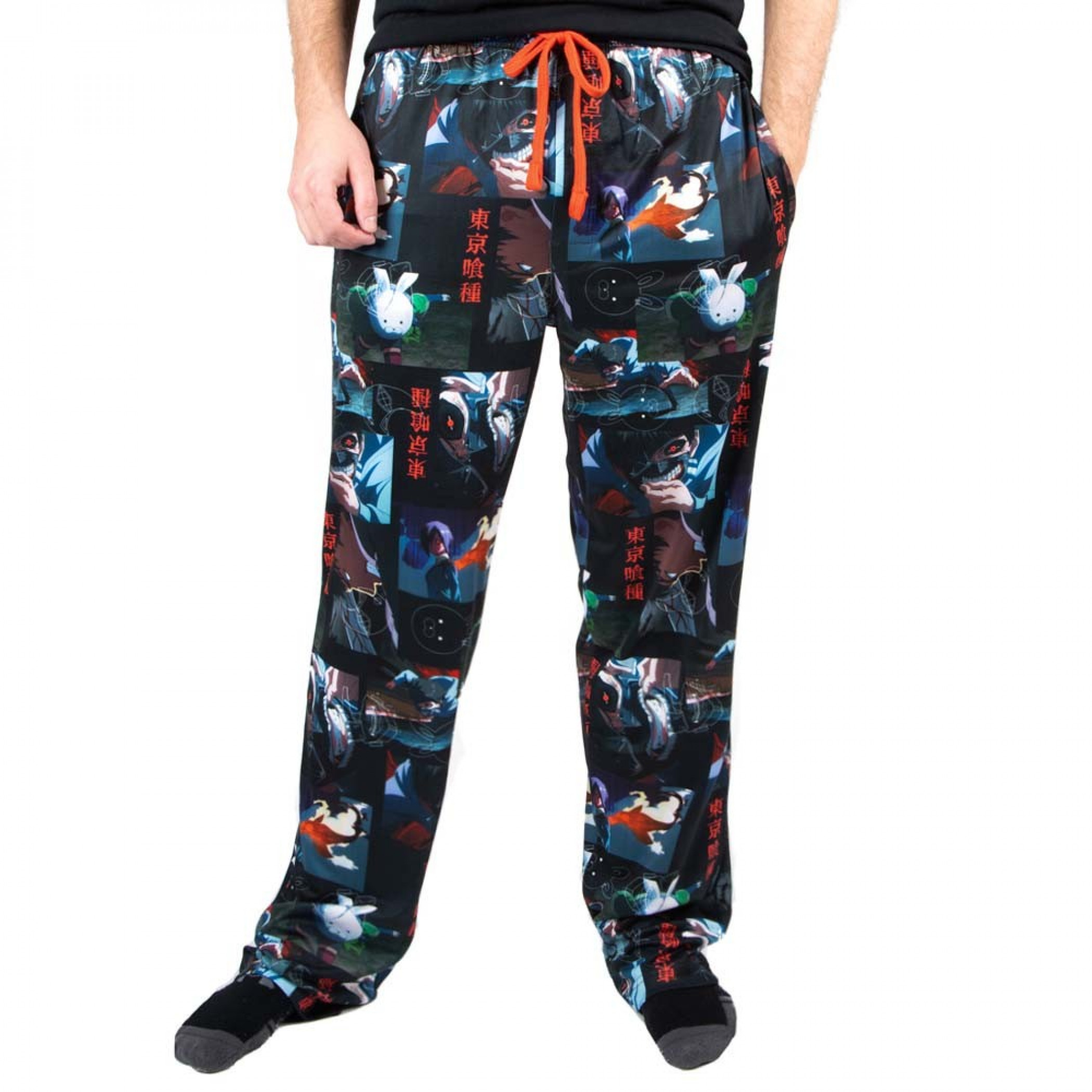 Tokyo Ghoul Characters and Text All Over Print Sleep Pants, Black
