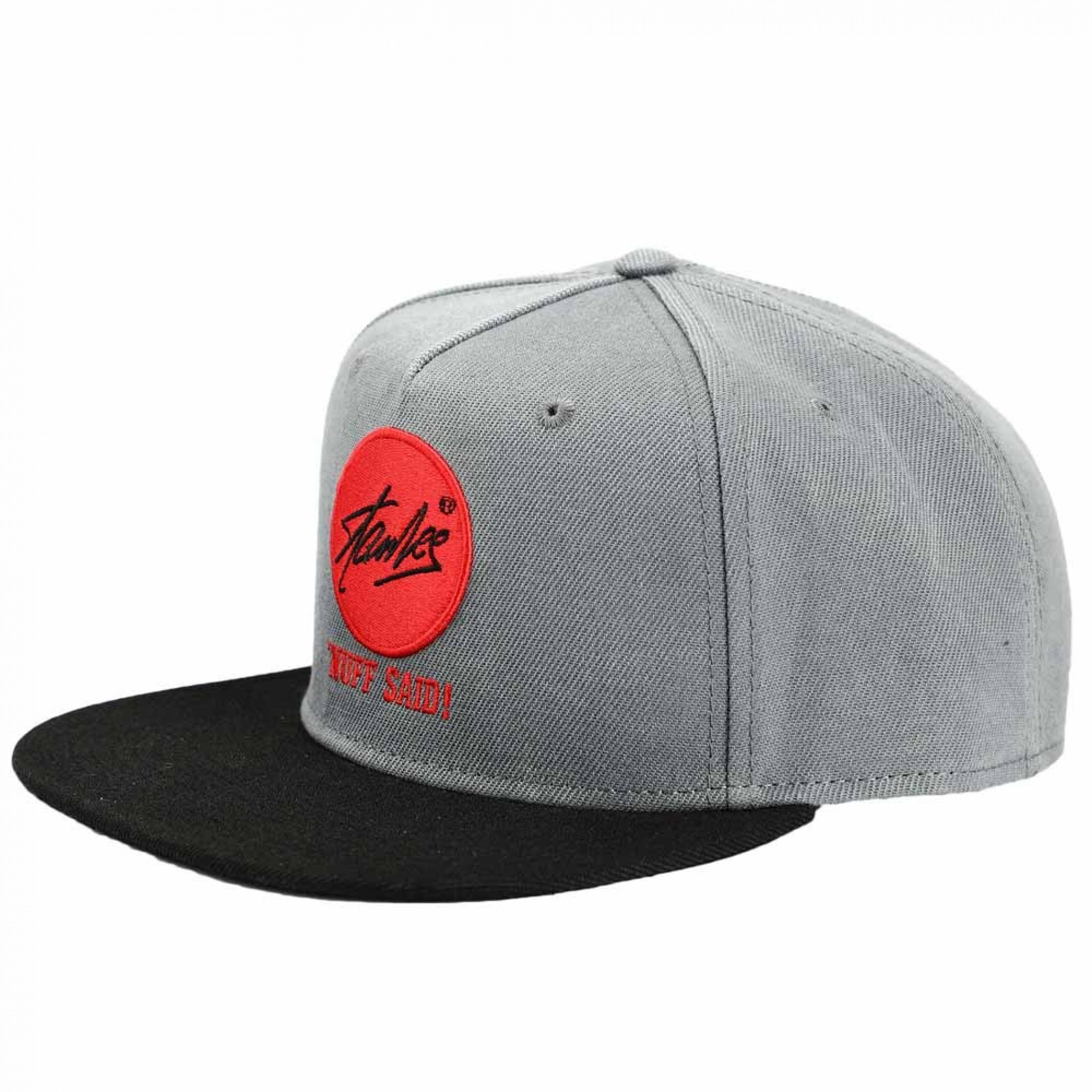 Marvel Stan Lee Raised Embroidered Flat Bill Adjustable Snapback Hat, Grey