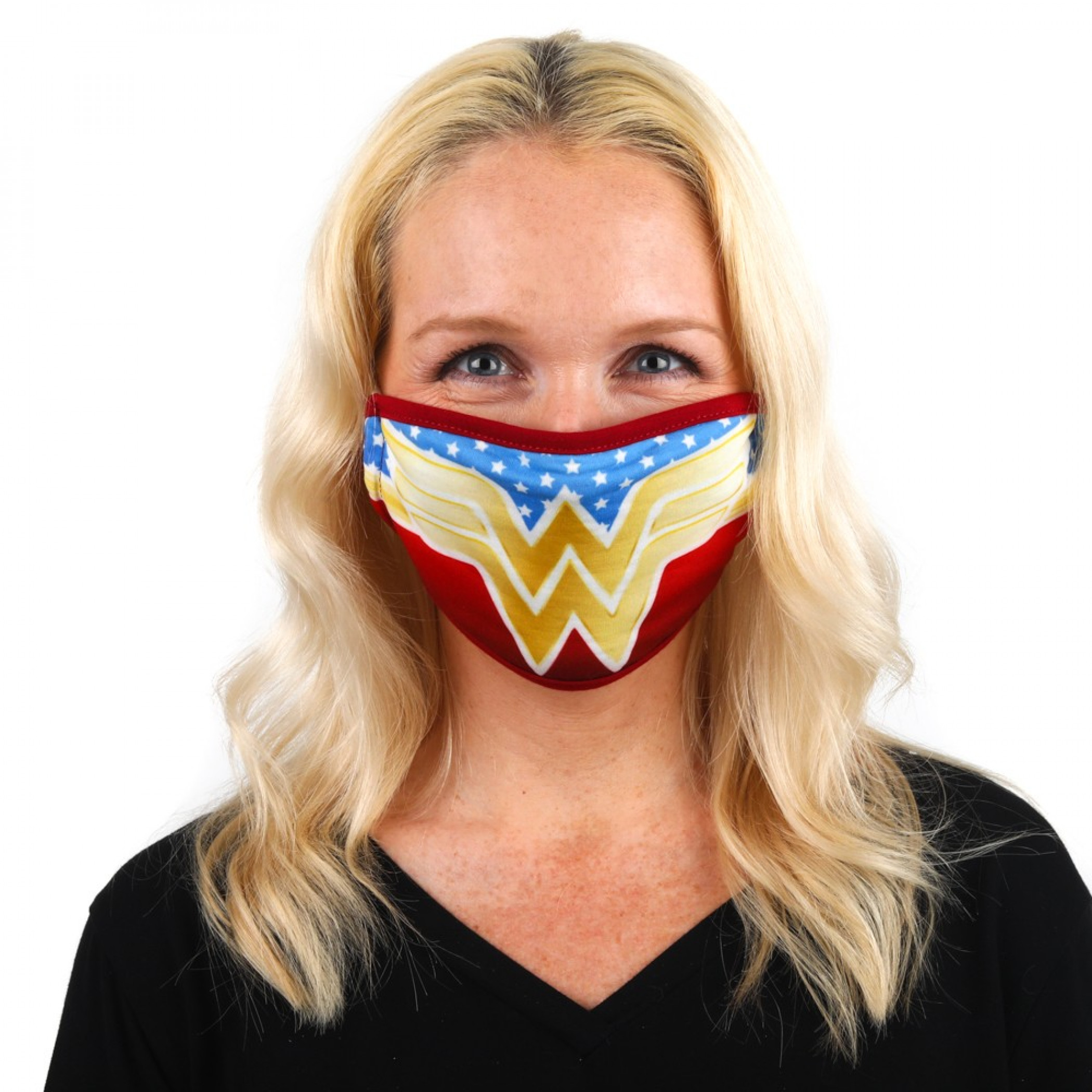Wonder Woman Symbol with Stars Face Cover, Multi-Color