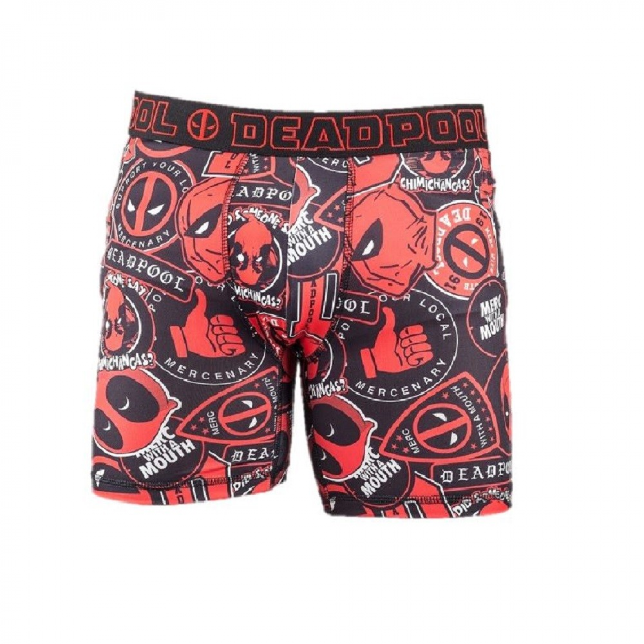 Deadpool Character and Symbols All Over Men's Underwear Boxer Briefs, Multi-Color