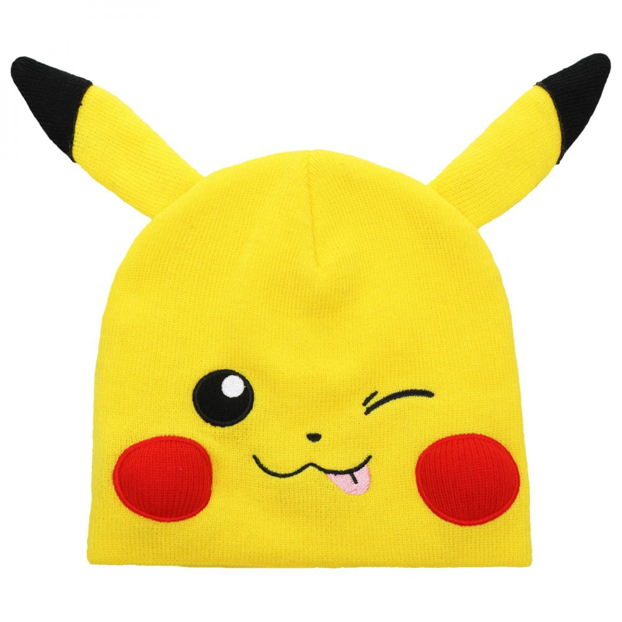 Pokemon Pikachu Wink Big Face Beanie, Yellow