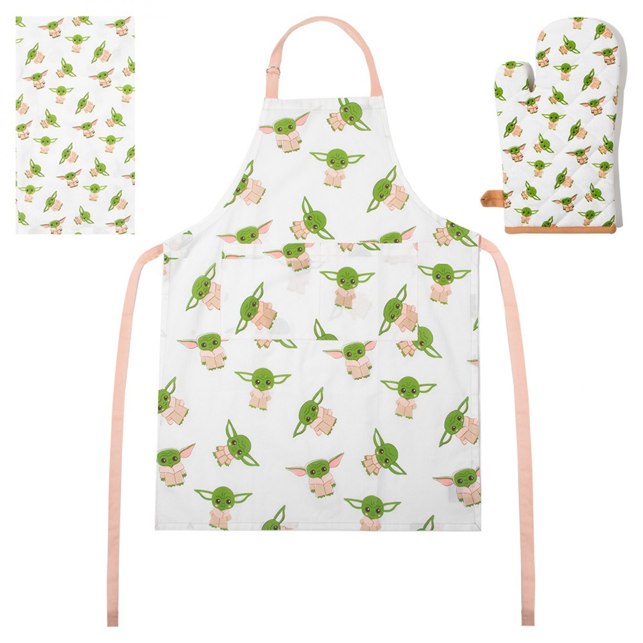 Star Wars Mandalorian Grogu All-Over Print Apron  Oven Mitt and Towel Set, Multi-Color