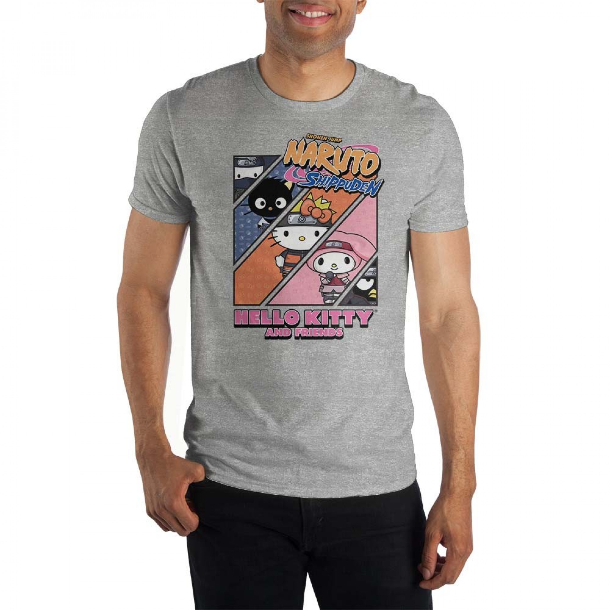 Naruto x Hello Kitty and Friends Crossover T-Shirt, Grey