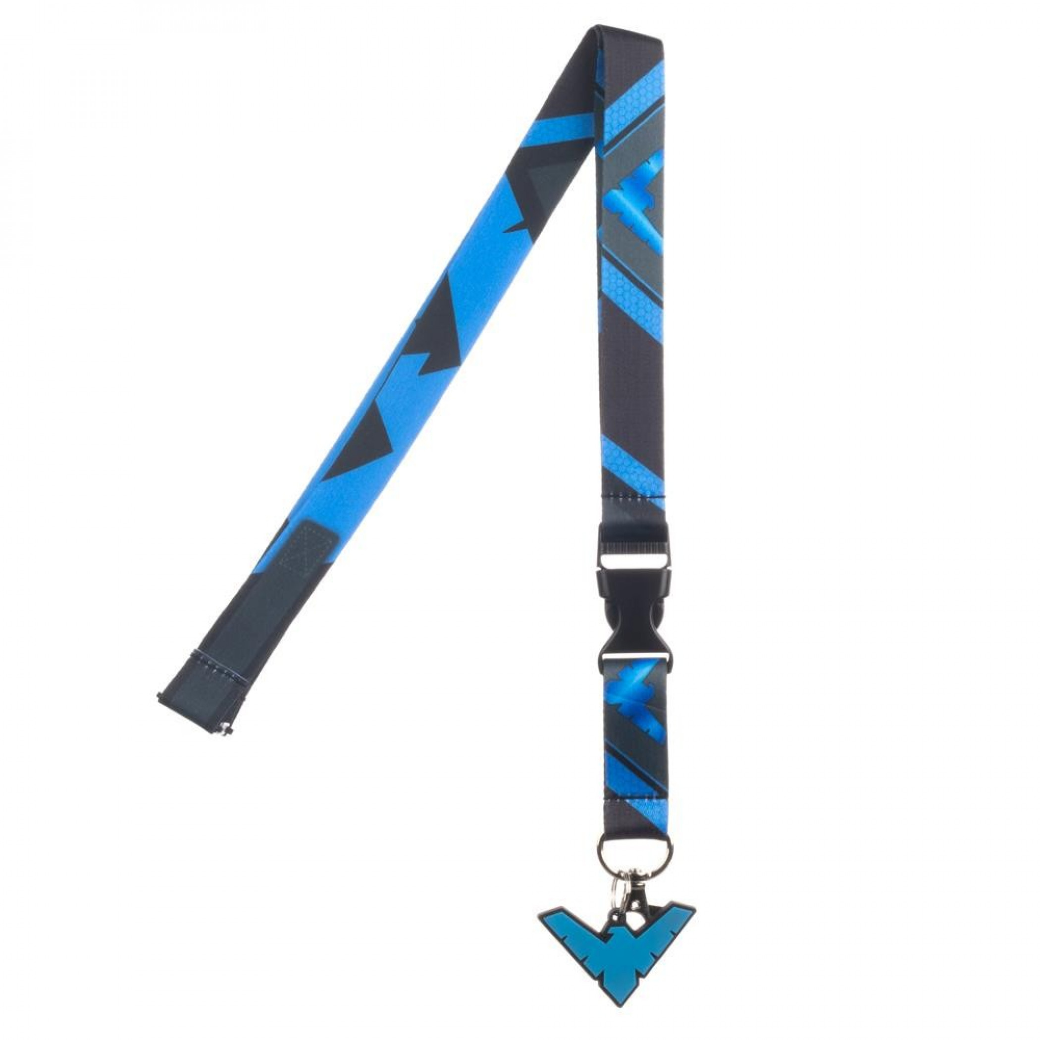 Nightwing Symbol Repeating Pattern Symbol Lanyard with Charm and Sticker, Multi-Color
