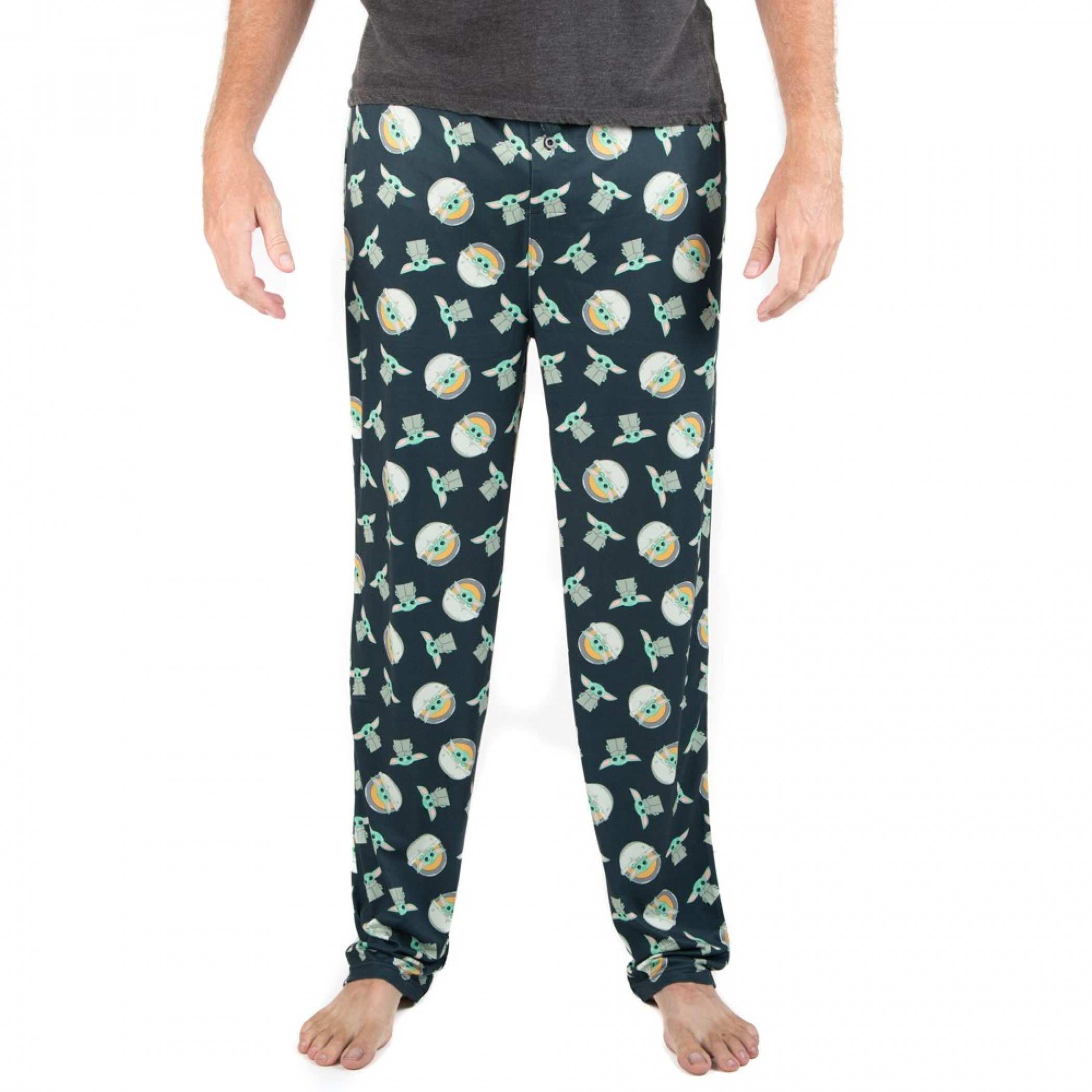 Star Wars The Mandalorian The Child All Over Print Sleep Pants, Black