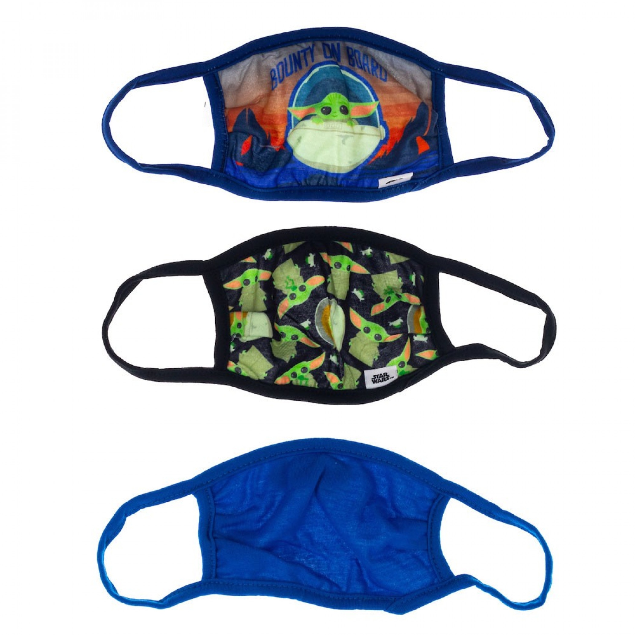 Star Wars Mandalorian The Child Youth 3-Pack of Reusable Youth Face Covers, Multi-Color