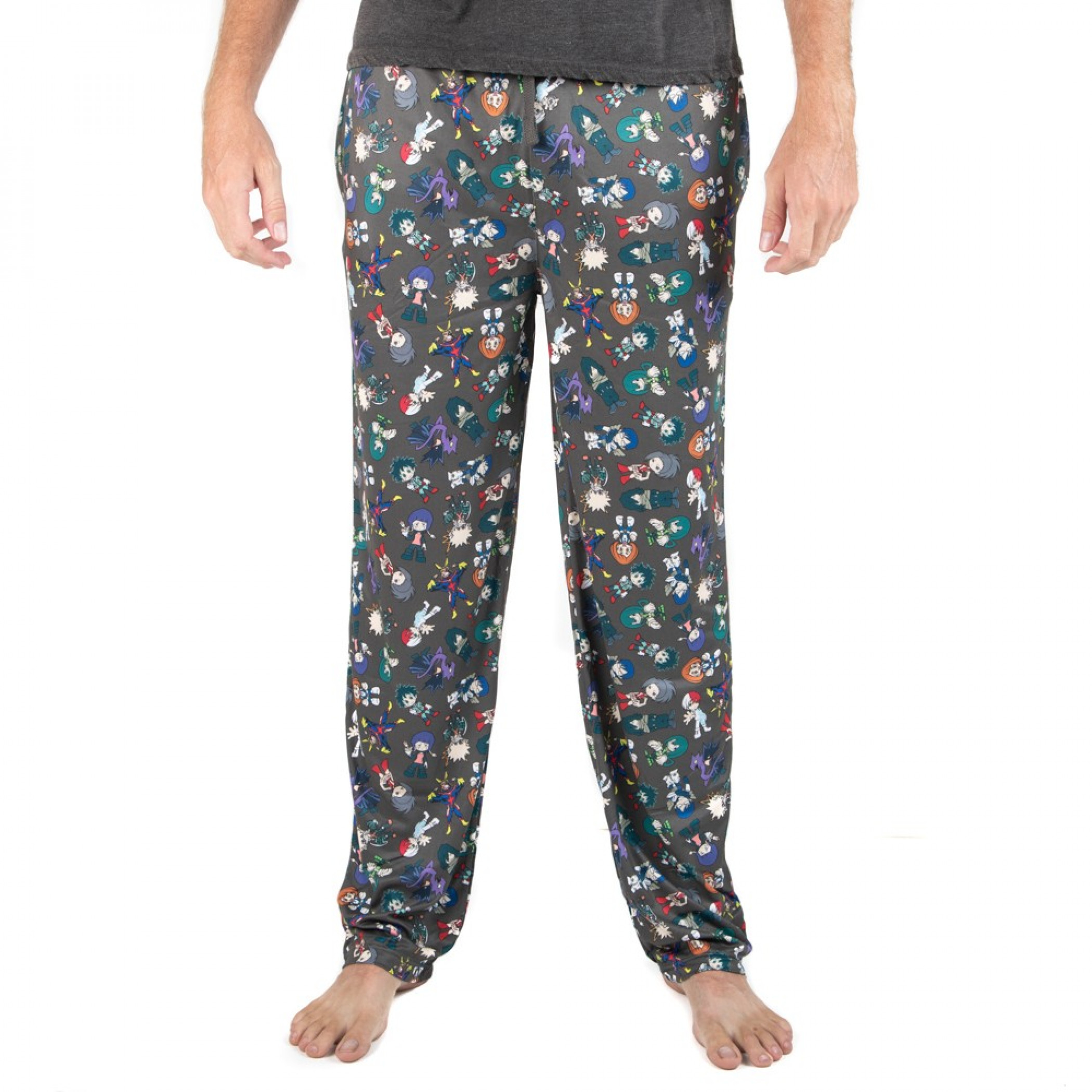 My Hero Academia Chibi All Over Print Sleep Pants, Grey