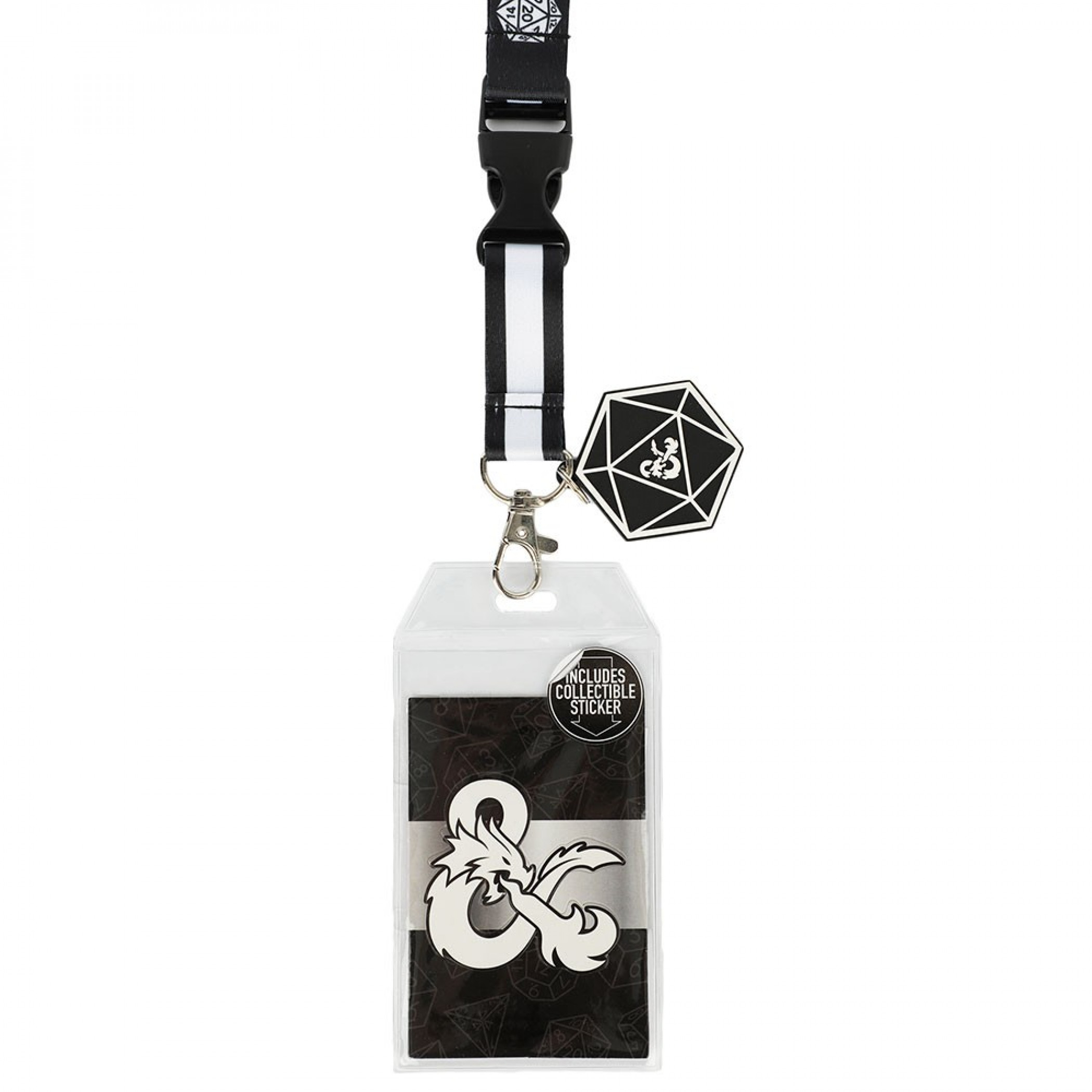 Dungeons & Dragons Metal Lanyard With Charm and Card Holder, Black