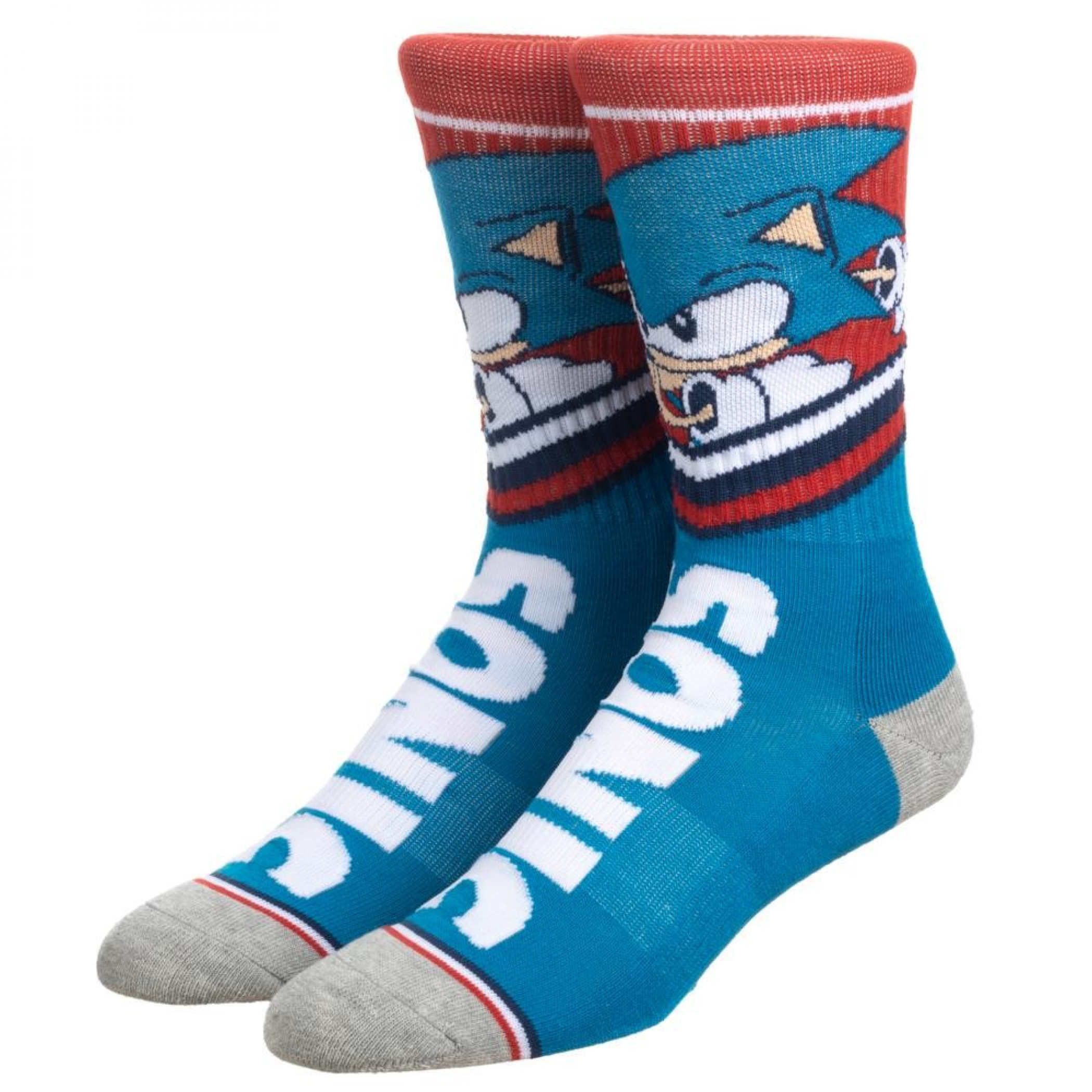 Sonic Blue and Red Athletic Crew Socks, Multi-Color