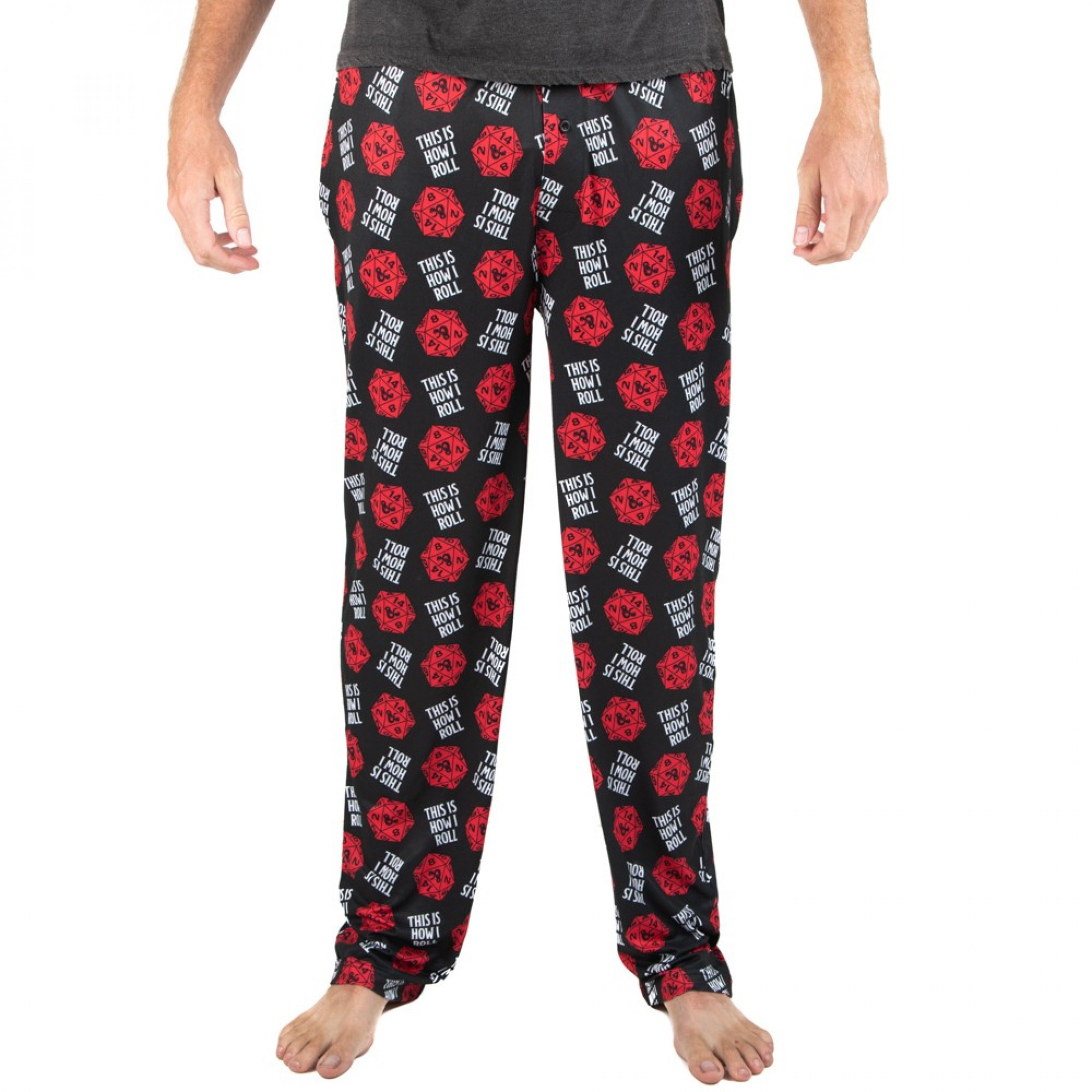 Dungeons & Dragons How I Roll All Over Print Sleep Pants, Black