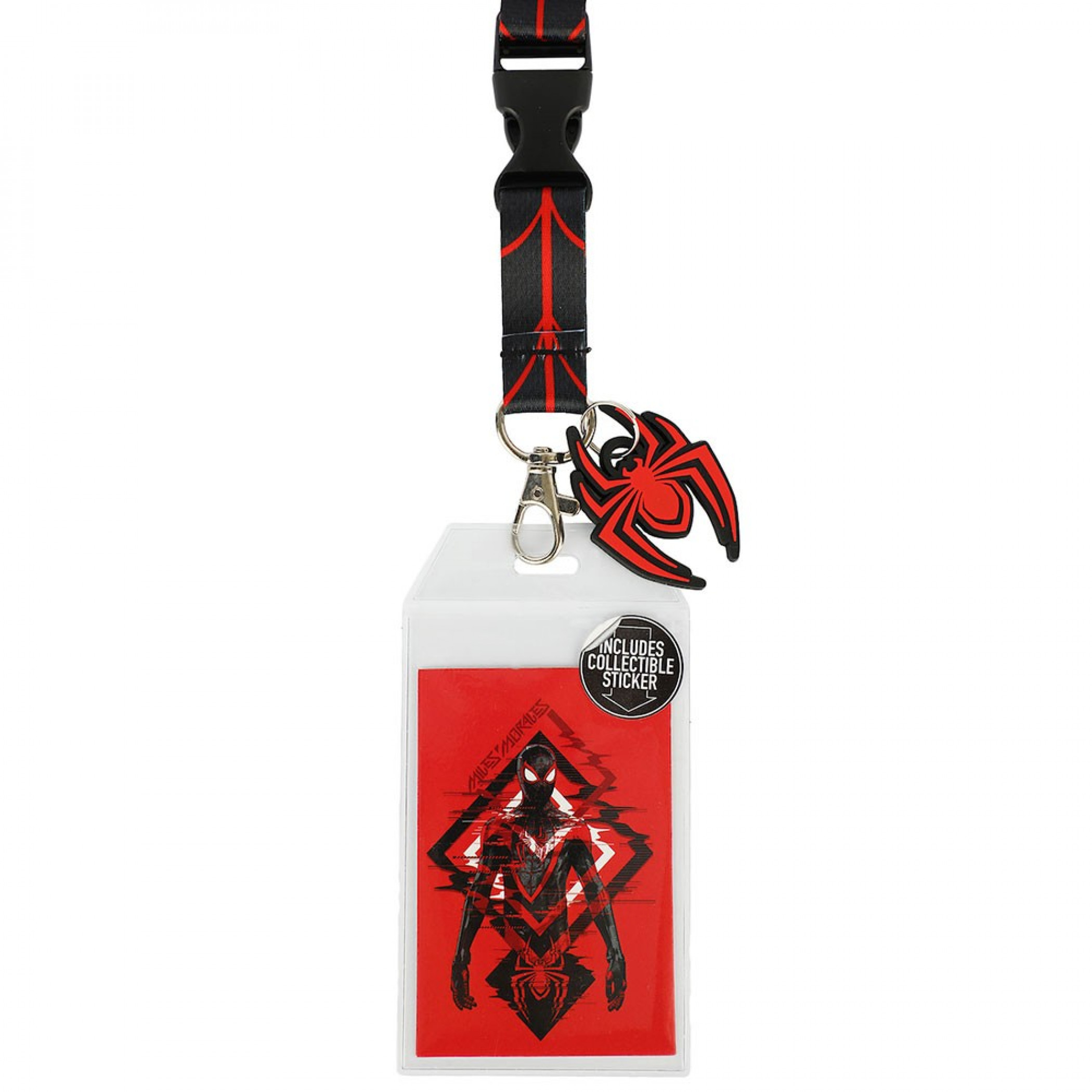 Spider-Man Miles Morales Lanyard with Rubber Charm, Multi-Color