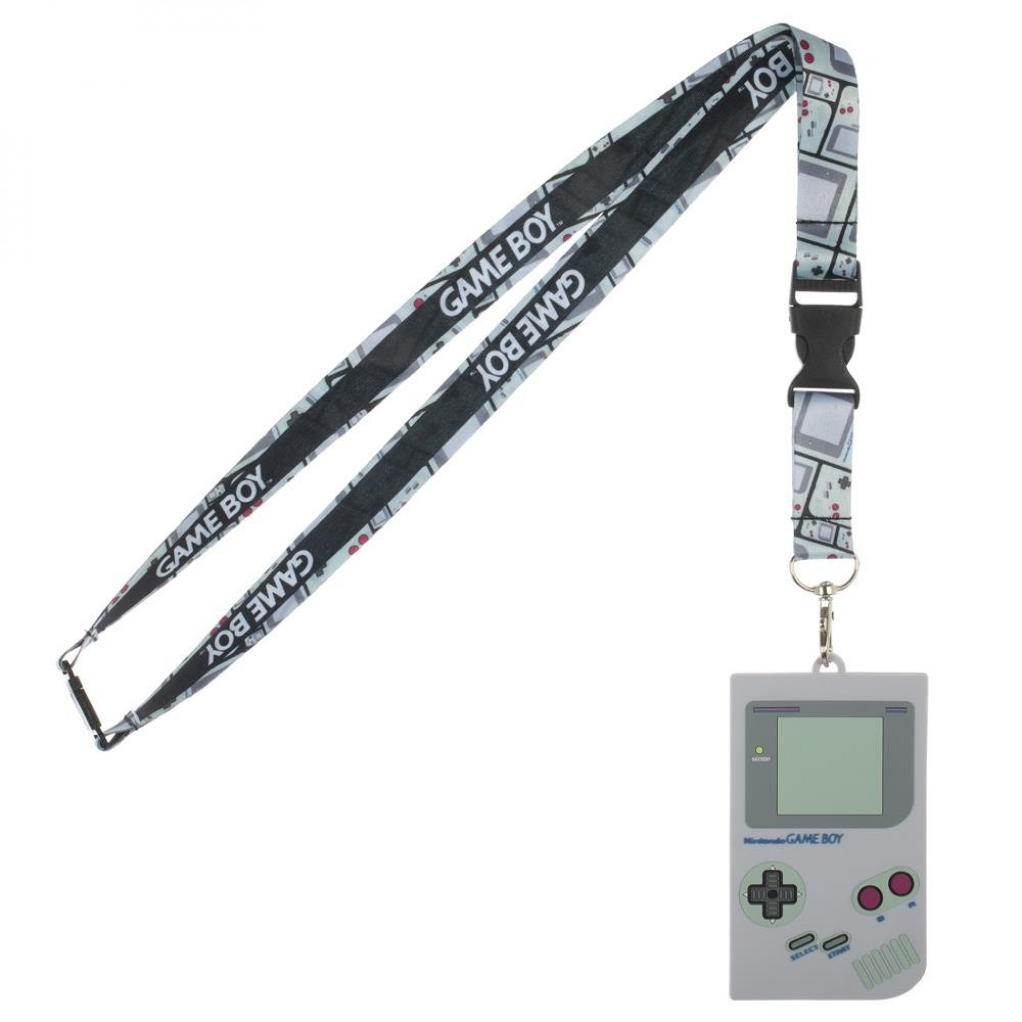 Nintendo Game Boy Lanyard with Rubber ID Holder, Black