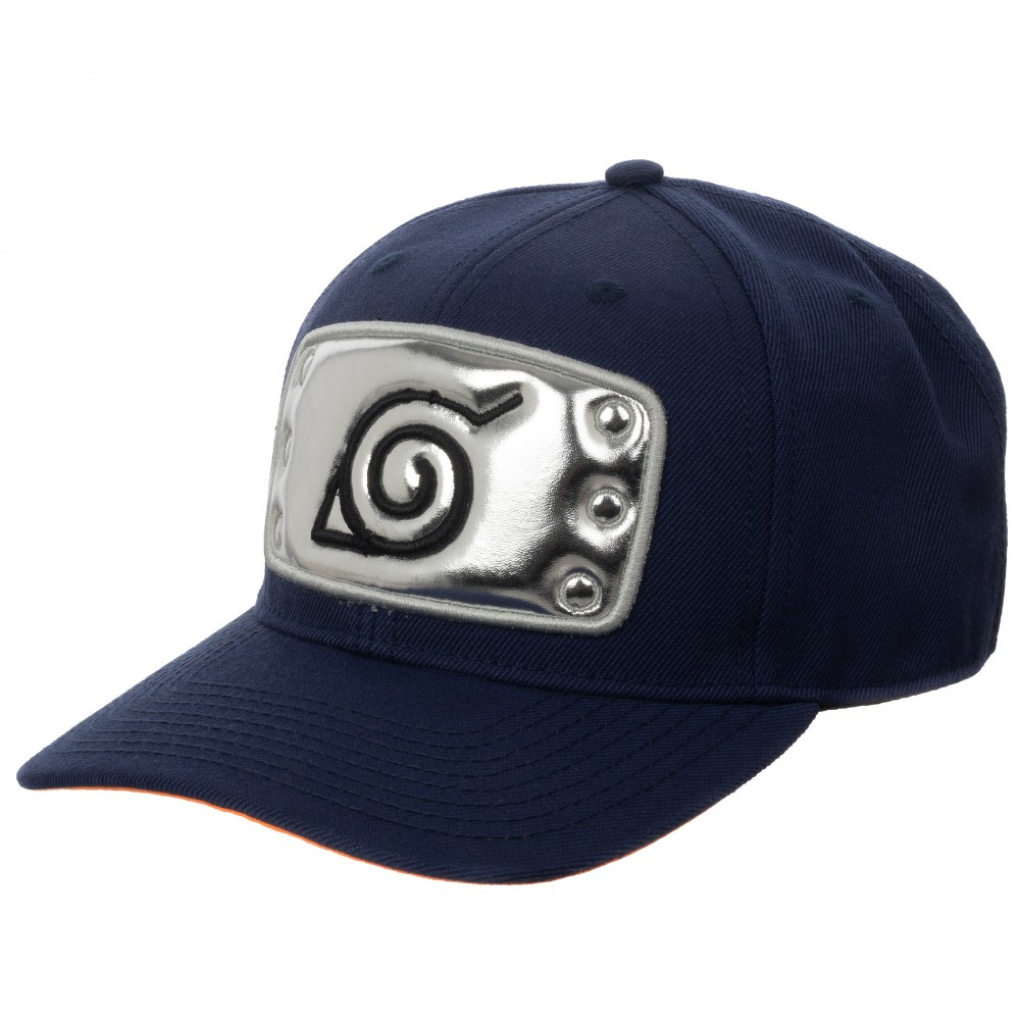 Naruto Leaf Village Forehead Protector Pre-Curved Bill Snapback Hat, Blue