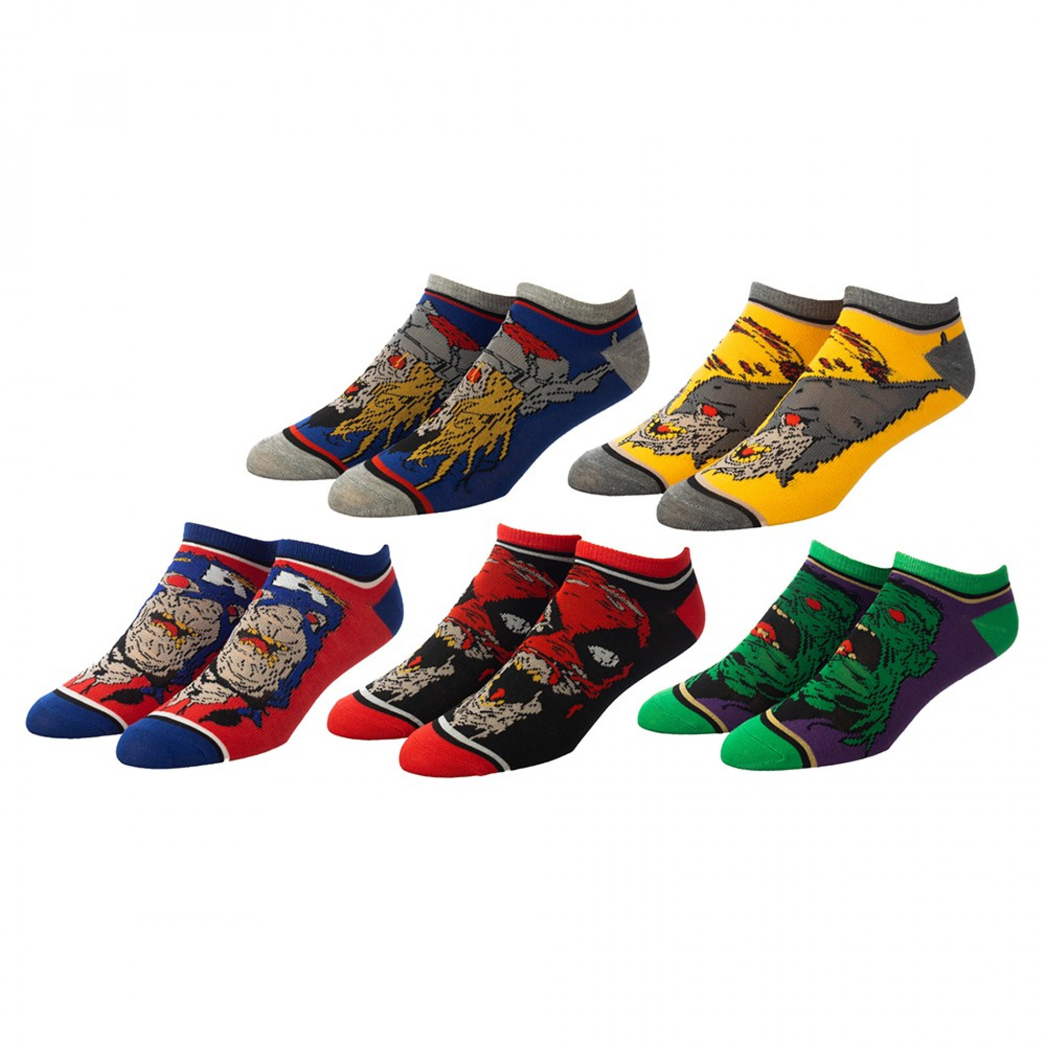 Marvel Zombie Comic Series 5-Pair Pack of Ankle Socks, Multi-Color