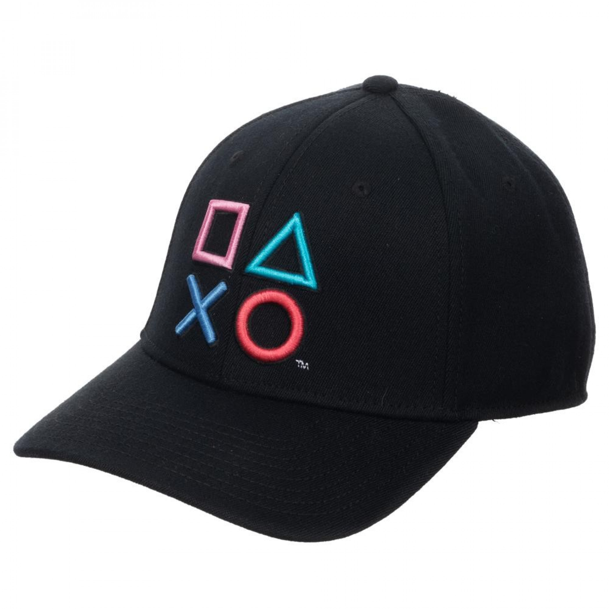 PlayStation 3D Embroidered Buttons Flex Fit Hat, Black