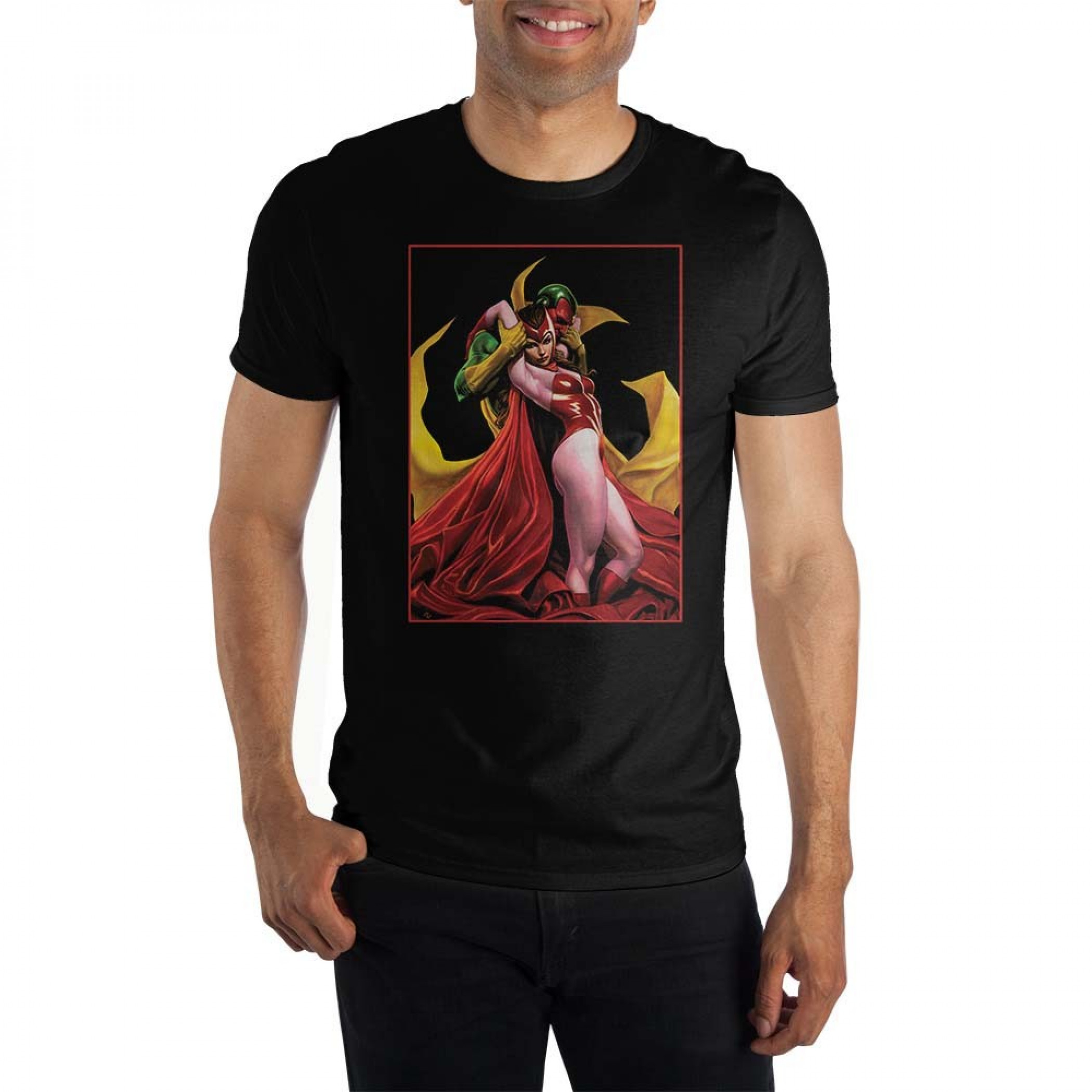 Marvel Vision & Wanda Classic Comic Art Image T-Shirt, Black