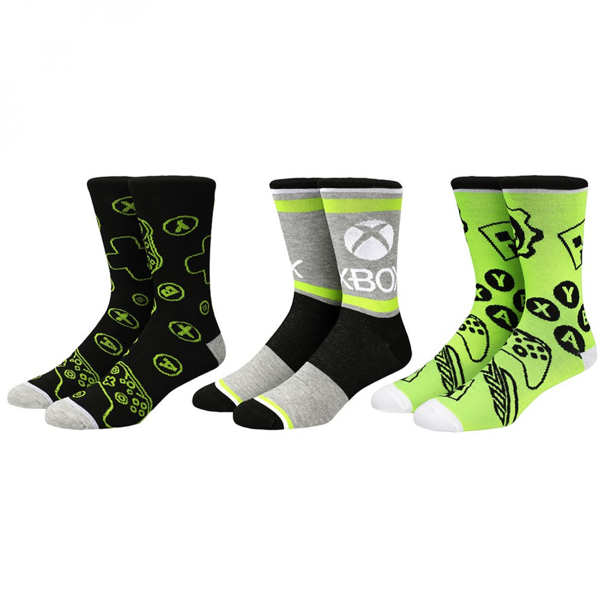 X-Box System Symbols 3-Pack of Crew Socks, Multi-Color