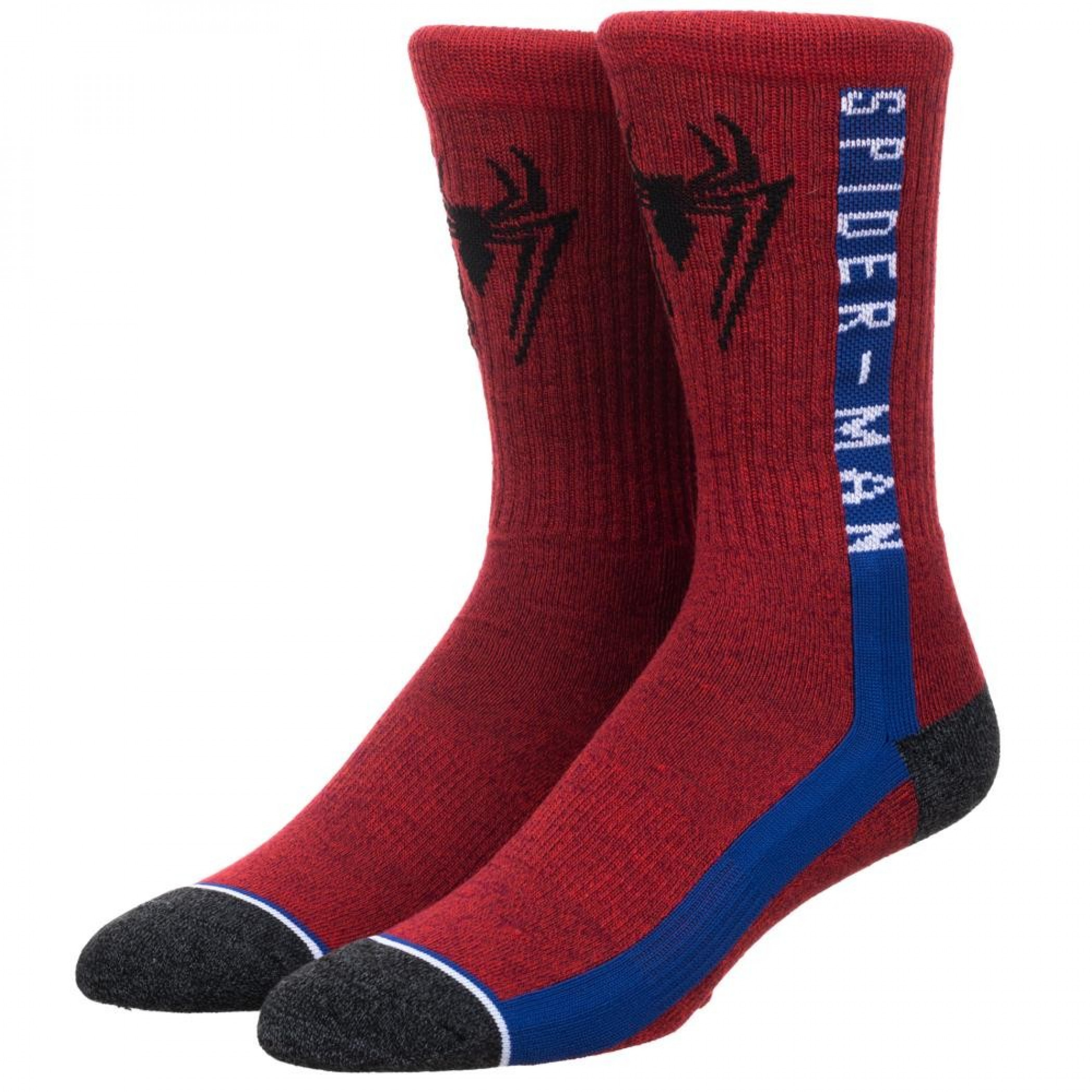 Spider-Man Athletic Men's Crew Socks, Red