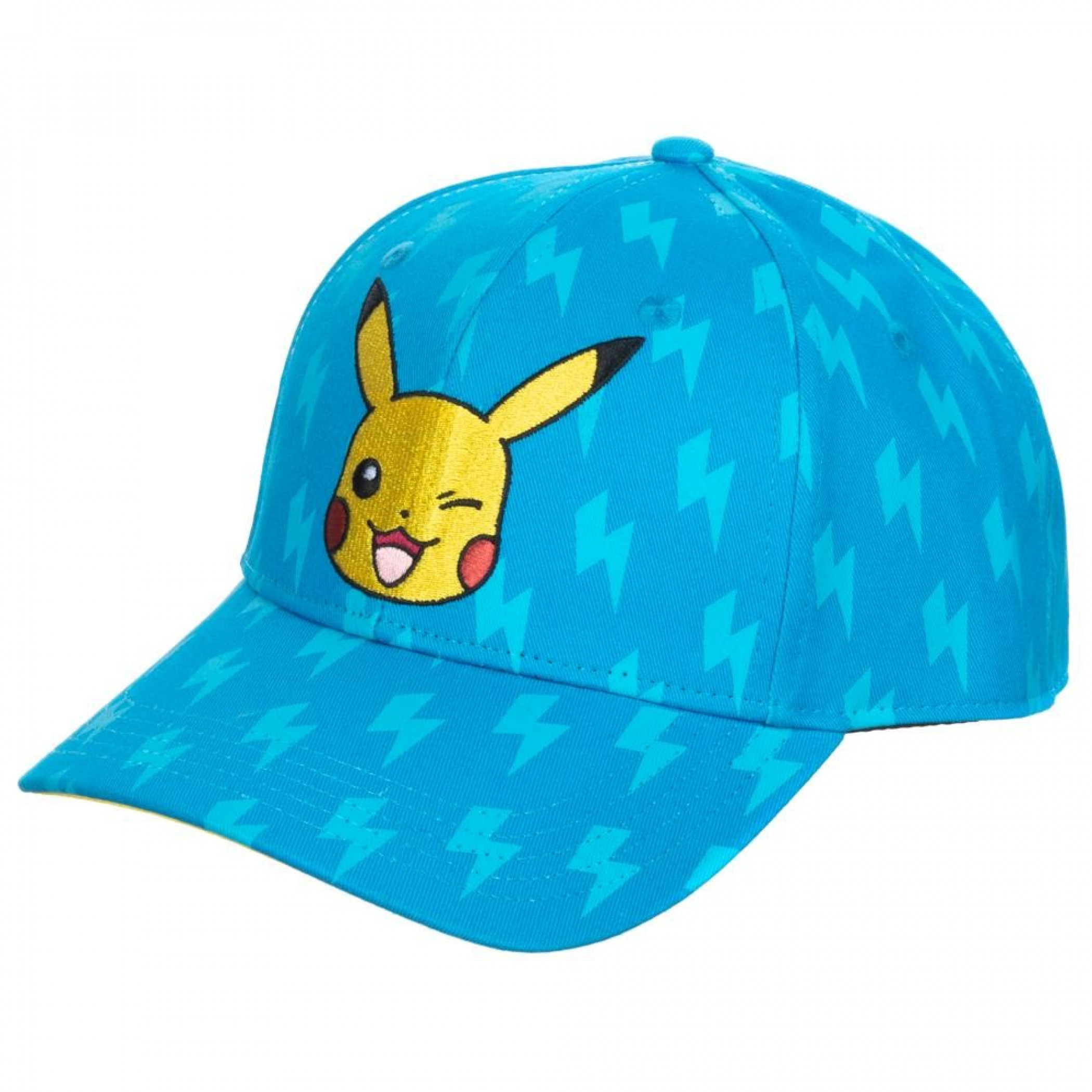 Pokemon Pikachu Lightning Bolt All Over Print Adjustable Snapback Hat, Blue