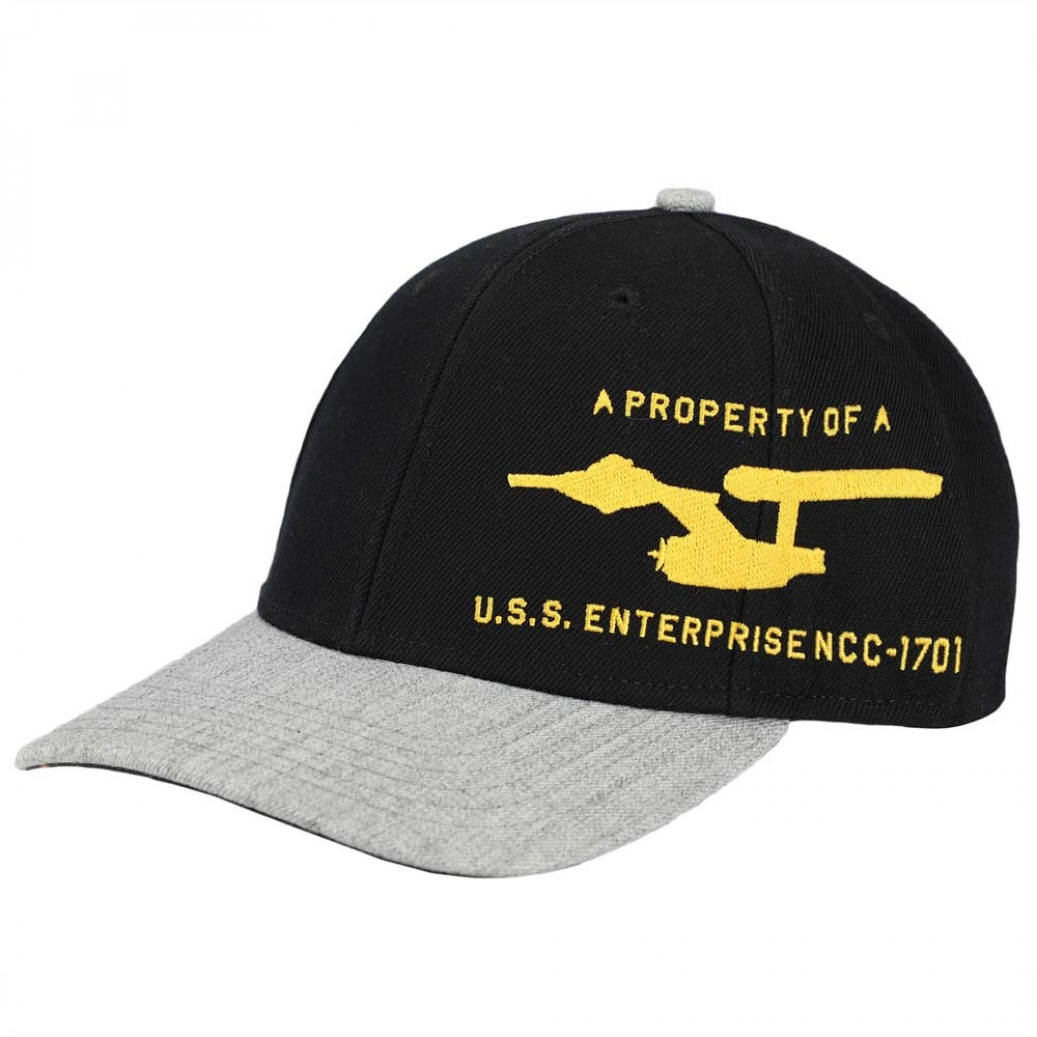 Star Trek Enterprise Pre-Curved Snapback Hat, Black