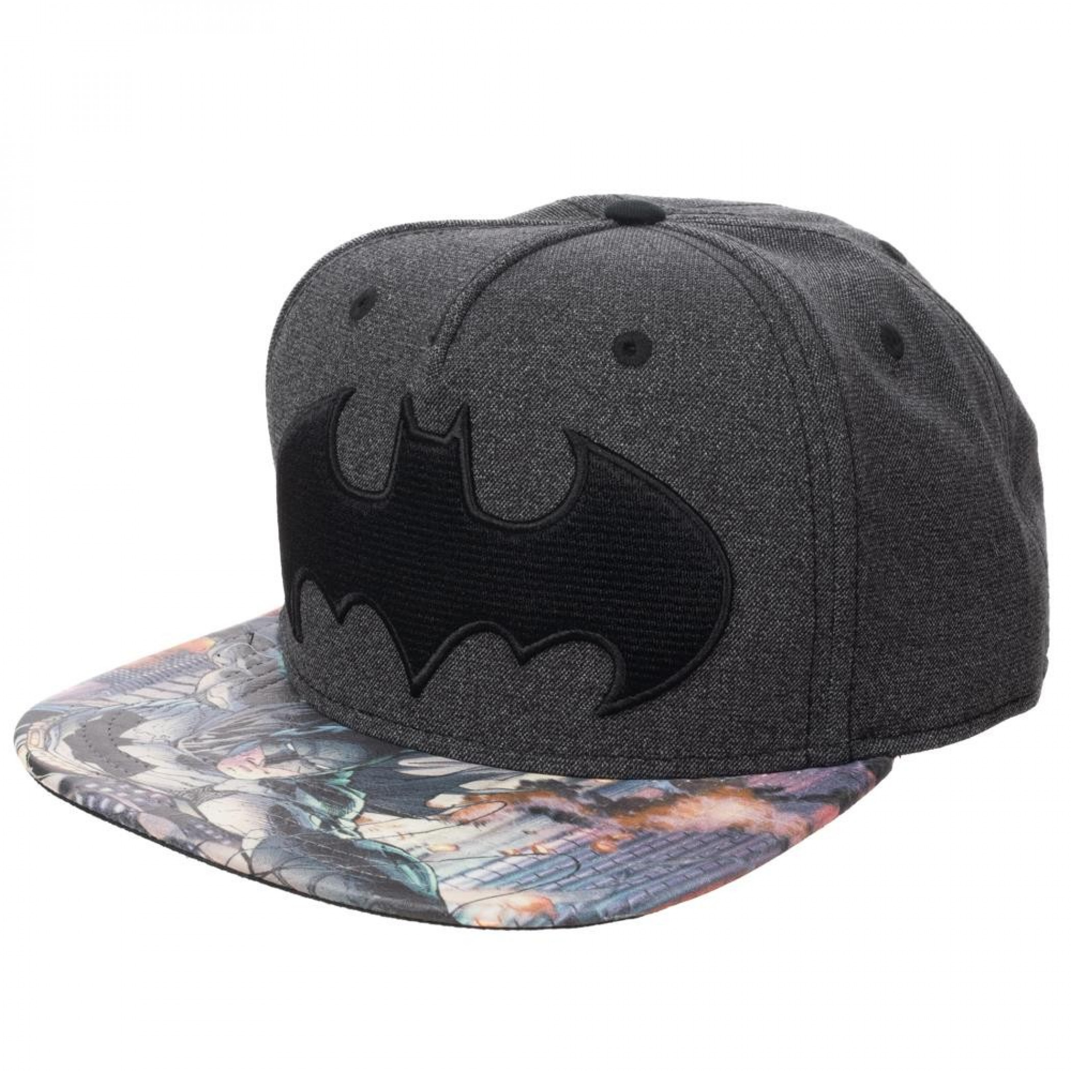 Batman Sublimated Bill Snapback Hat, Grey