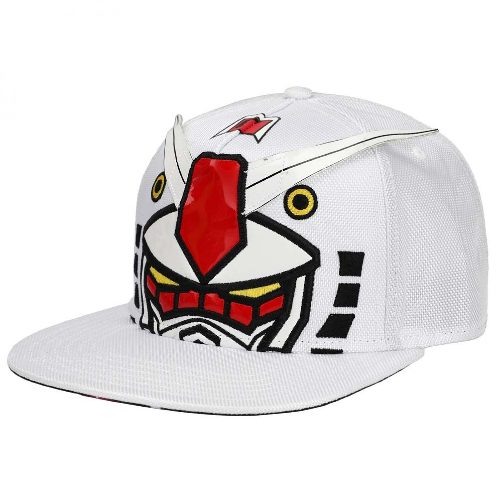 Mobile Suit Gundam Bigface Flat Bill Snapback Hat, White